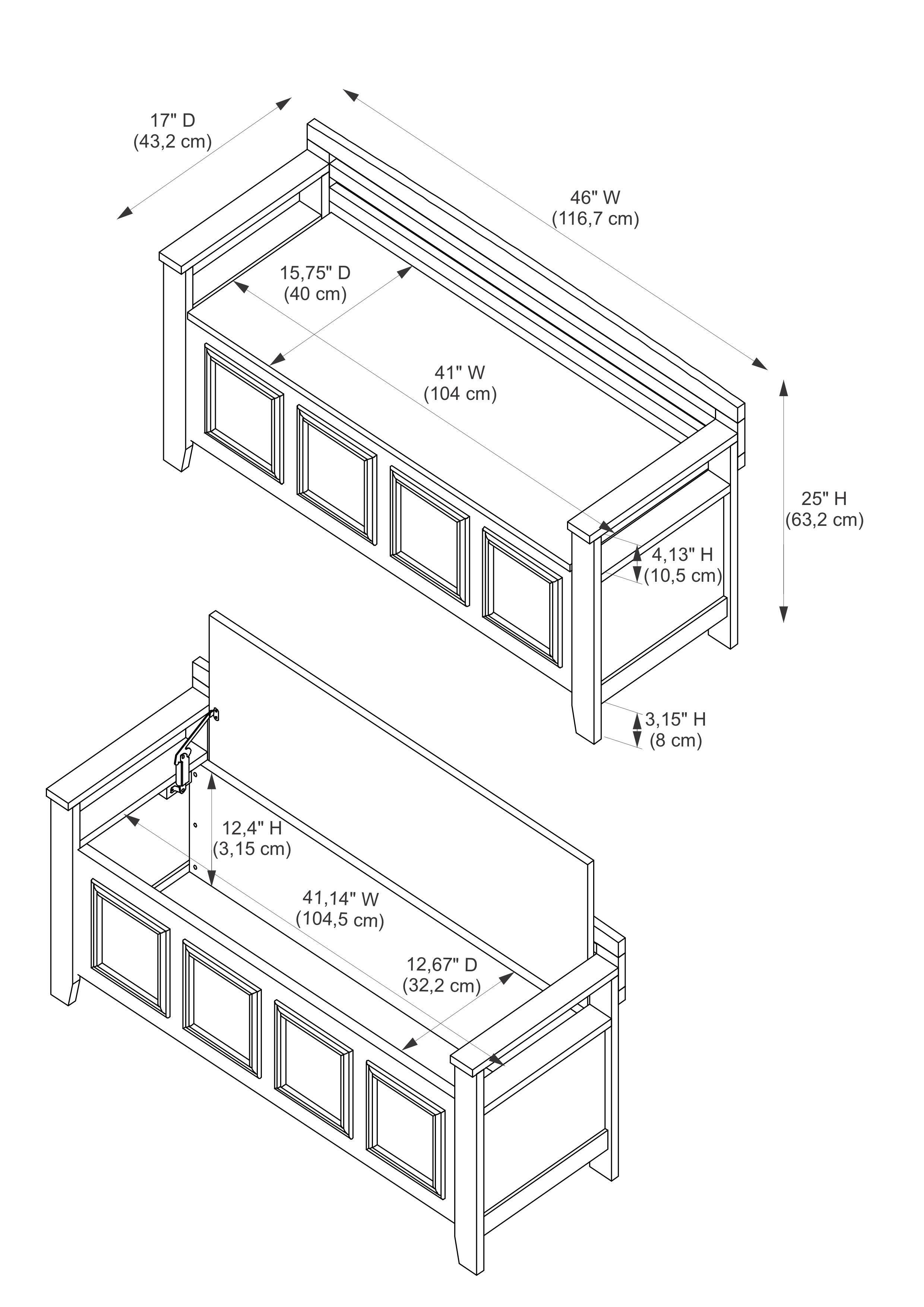 Linon Laredo Storage Bench, , large
