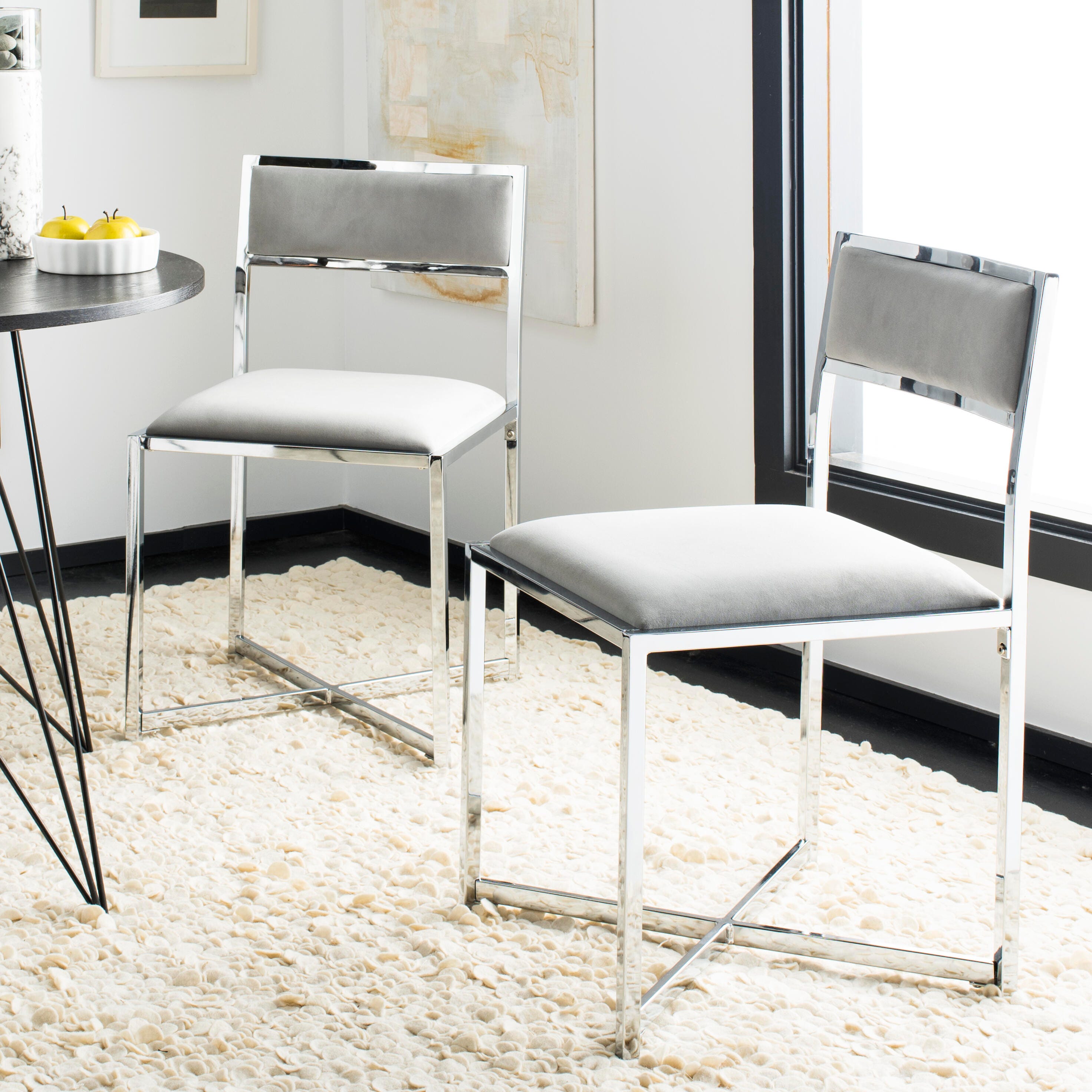 Safavieh Menken Menken Chrome Side Chair (Set of 2), Gray, large