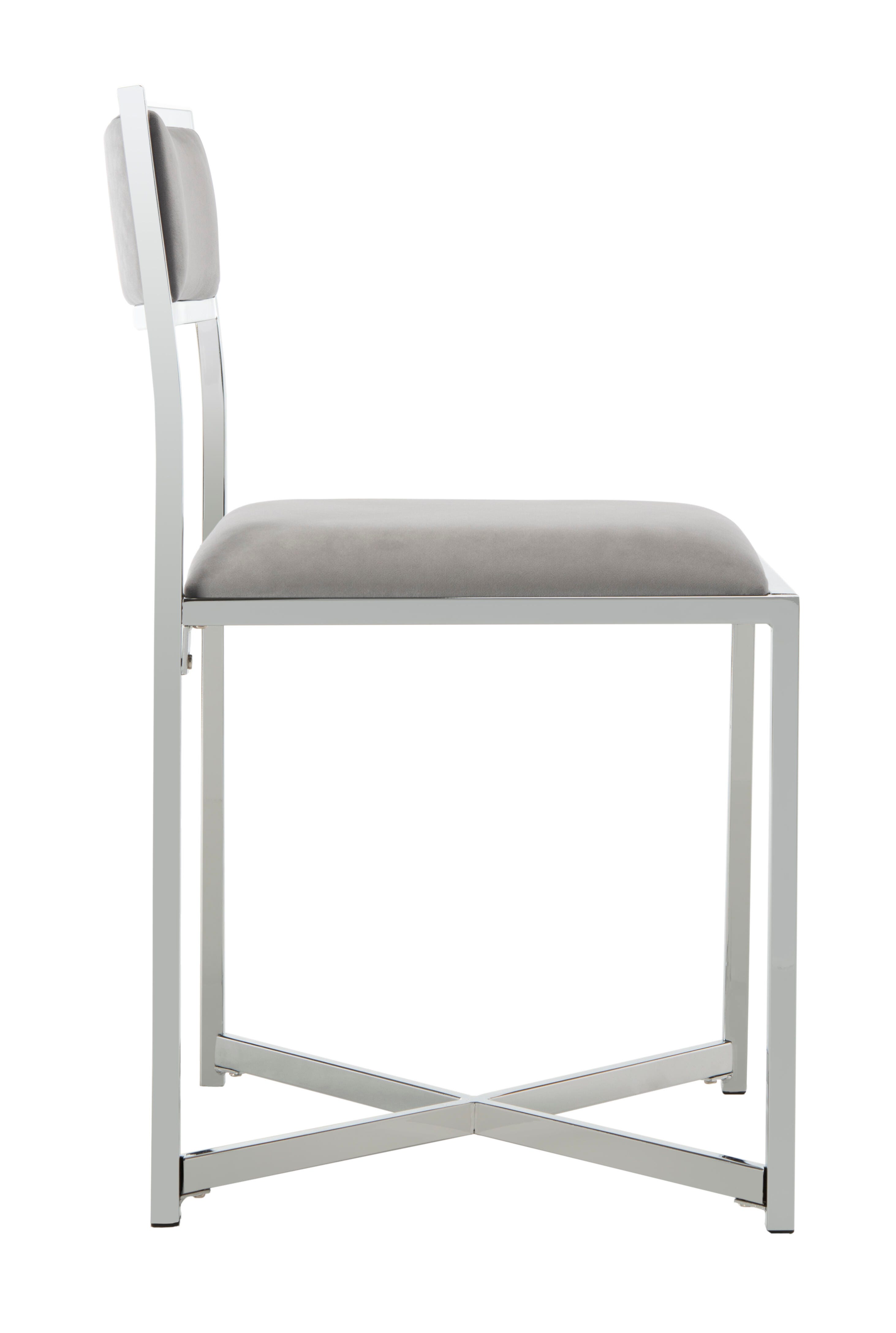 Safavieh Menken Menken Chrome Side Chair (Set of 2), Gray, large