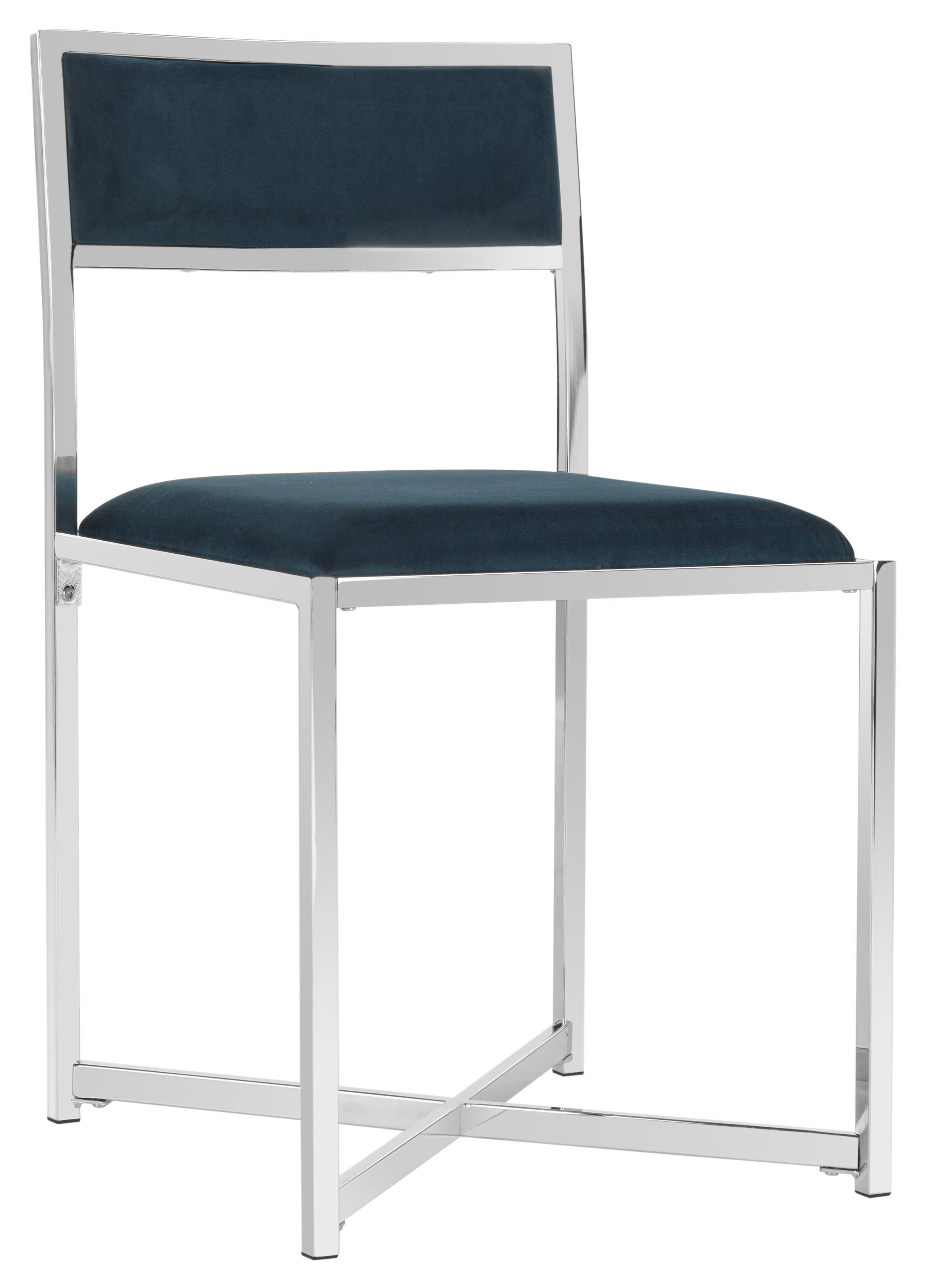 Safavieh Menken Menken Chrome Side Chair (Set of 2), Navy, large