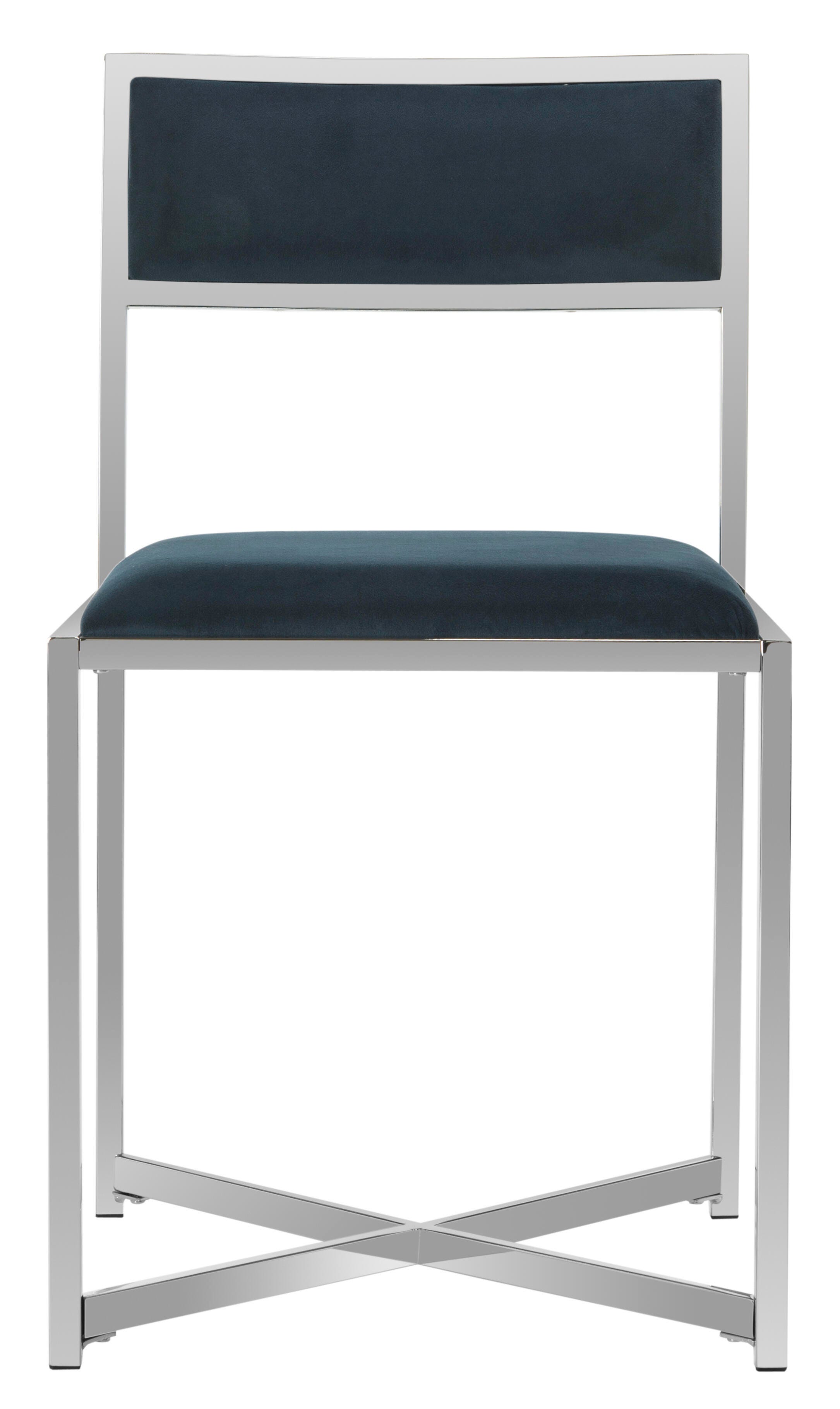 Safavieh Menken Menken Chrome Side Chair (Set of 2), Navy, large