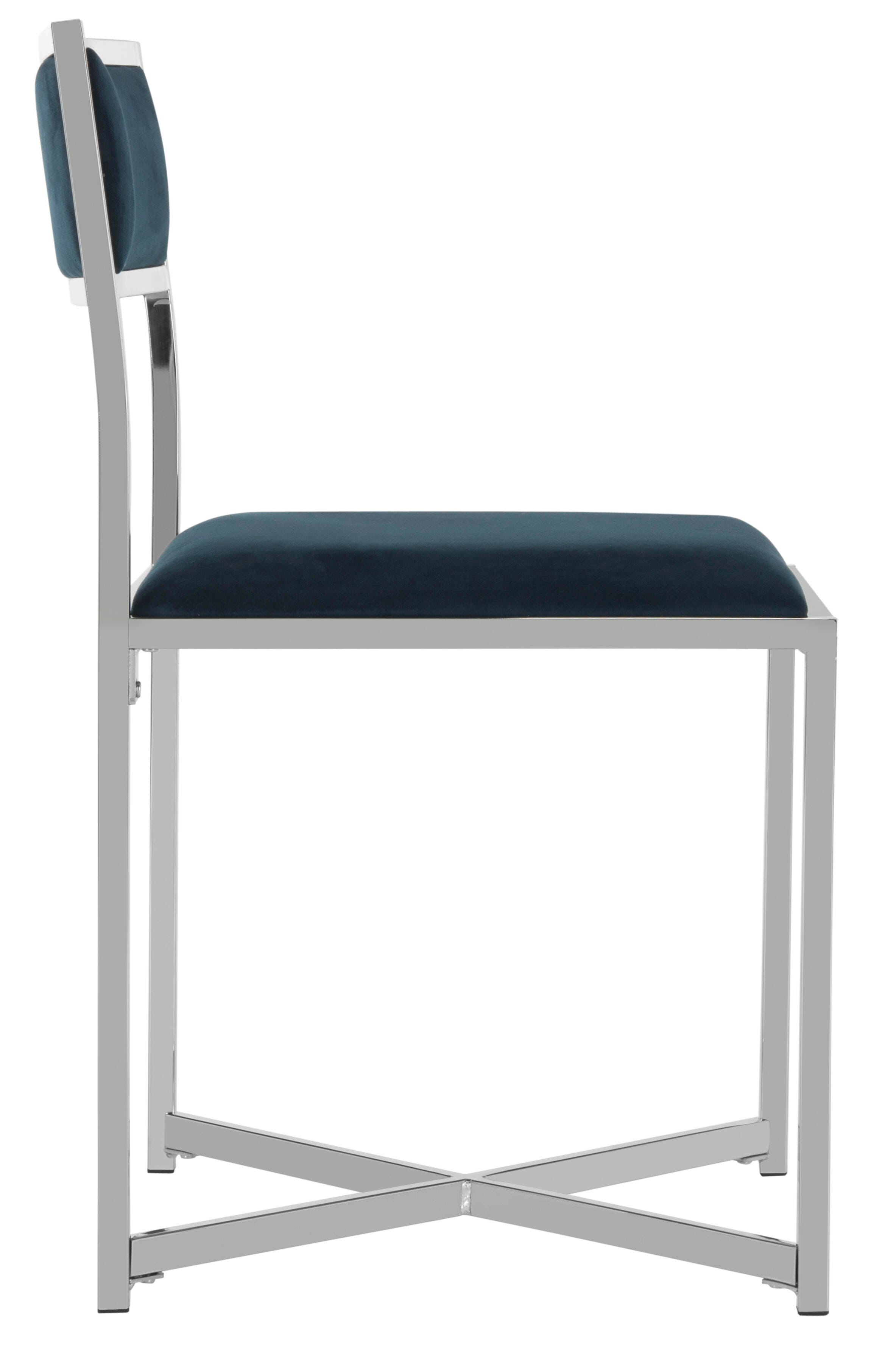 Safavieh Menken Menken Chrome Side Chair (Set of 2), Navy, large