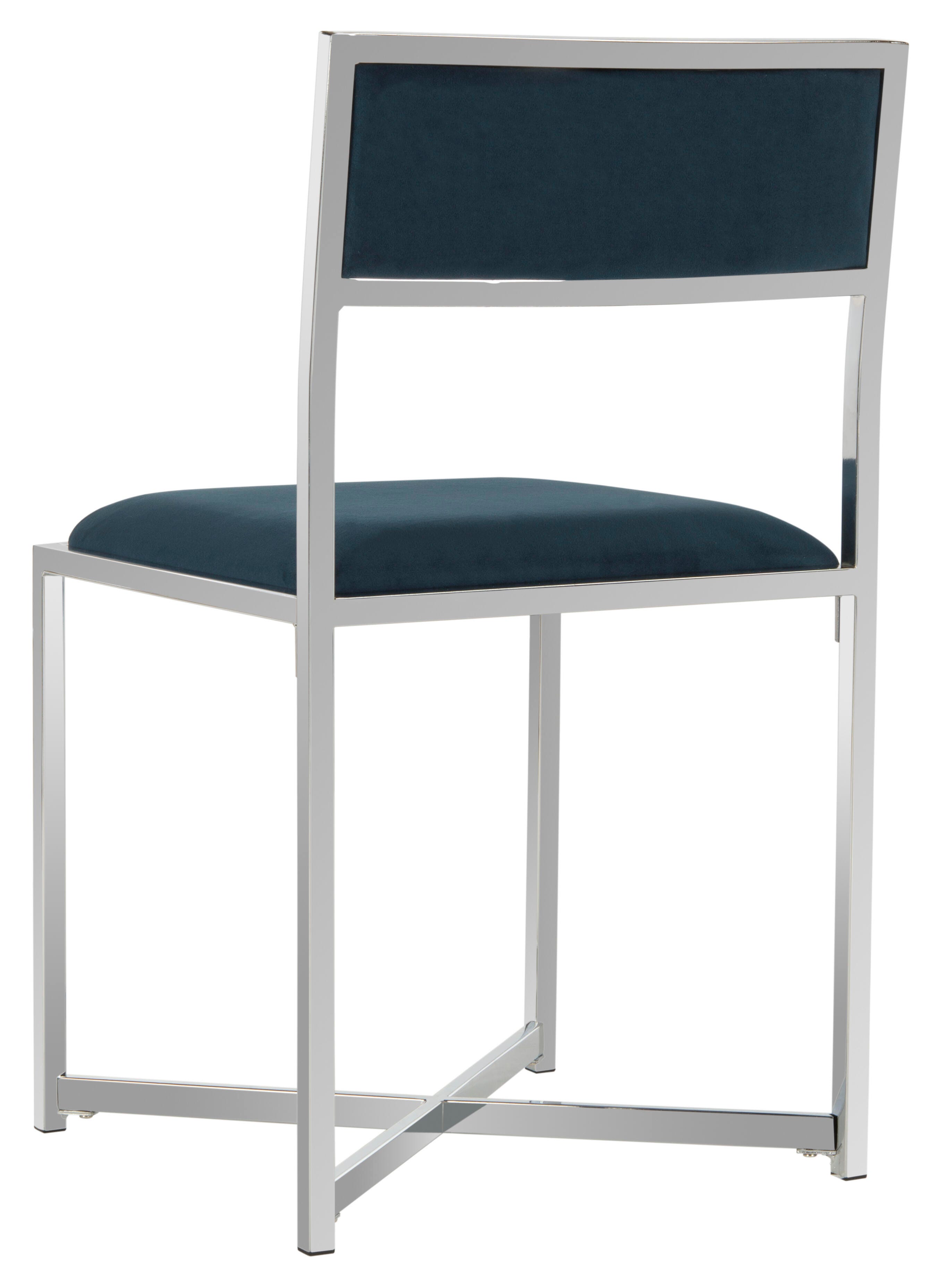 Safavieh Menken Menken Chrome Side Chair (Set of 2), Navy, large
