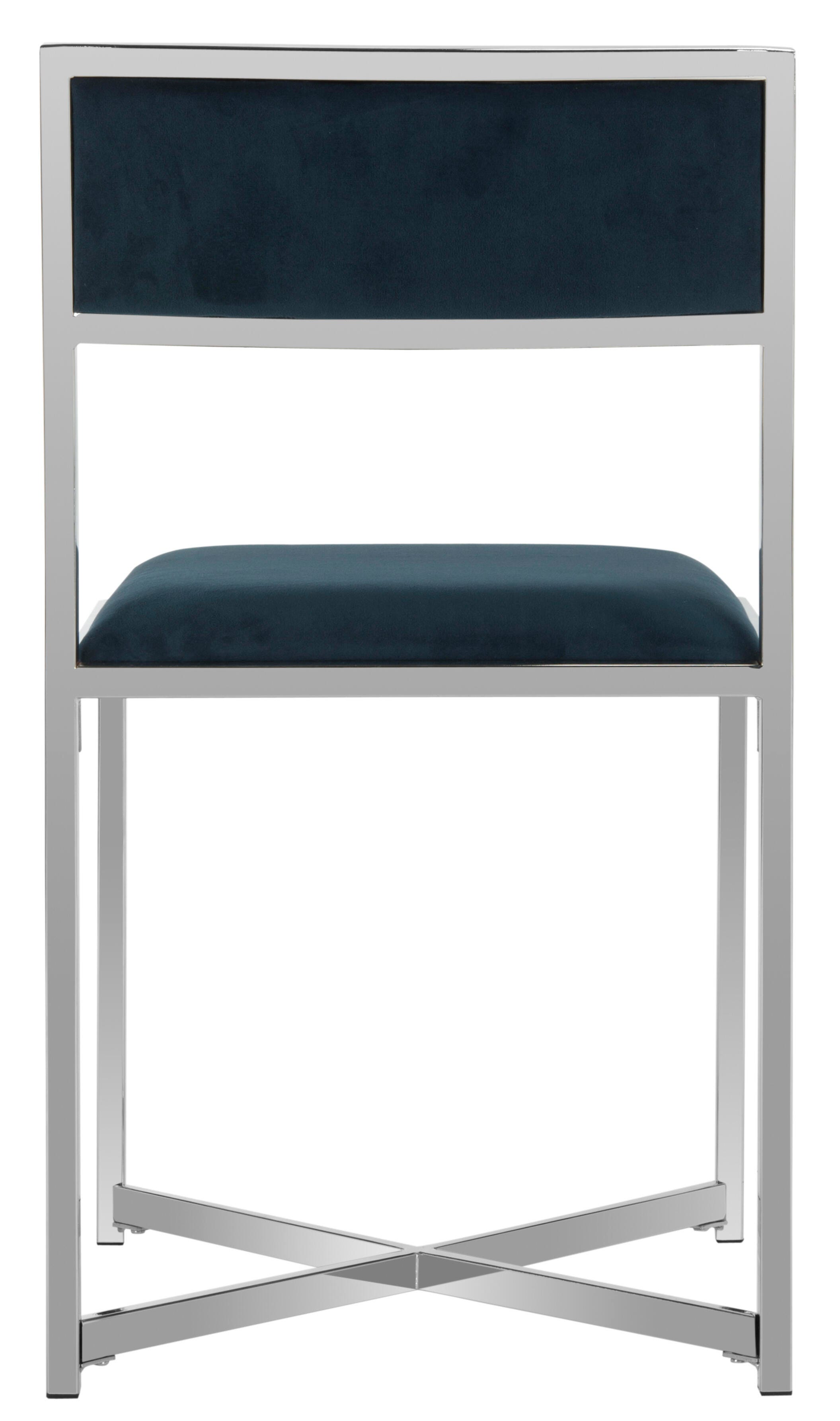 Safavieh Menken Menken Chrome Side Chair (Set of 2), Navy, large