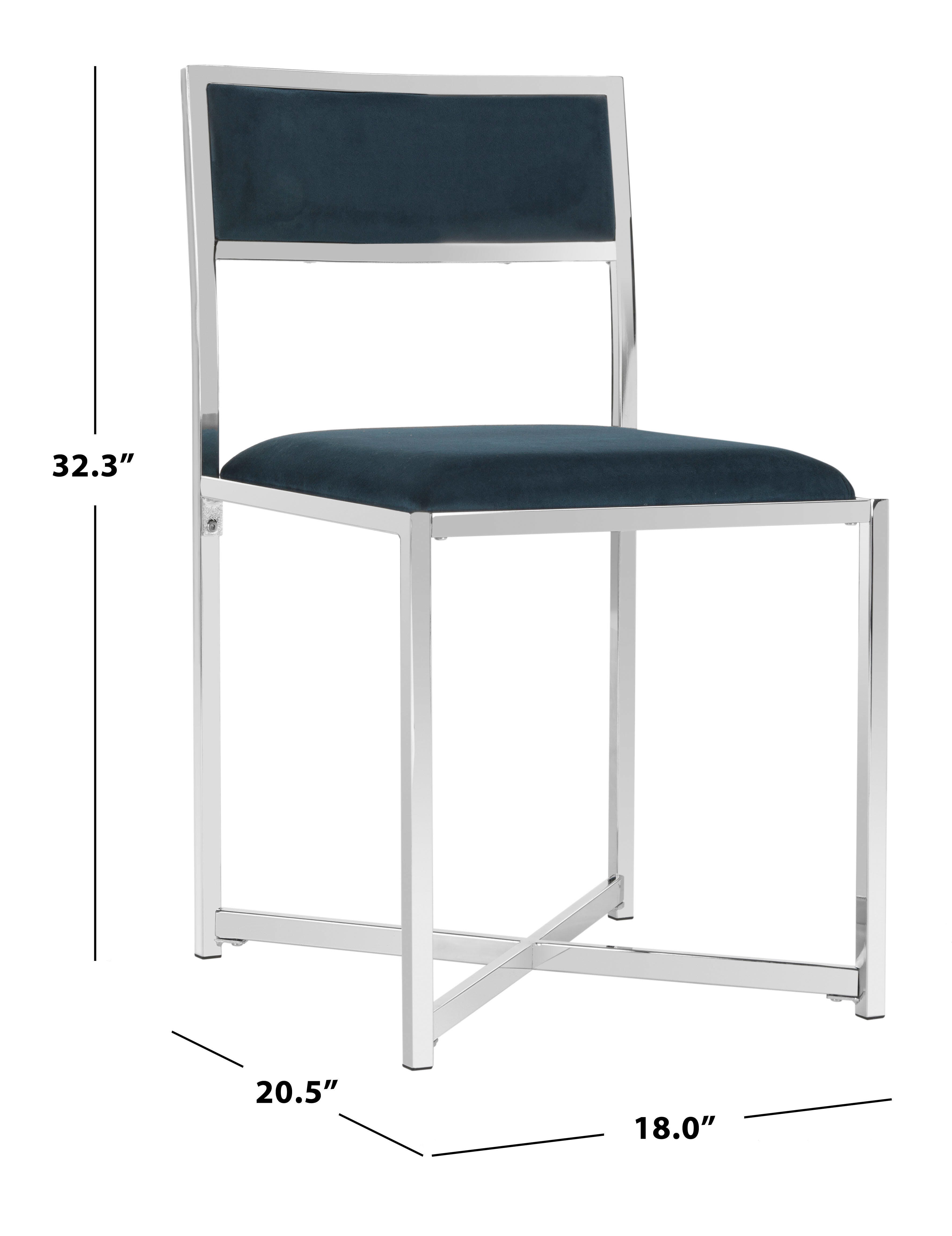 Safavieh Menken Menken Chrome Side Chair (Set of 2), Navy, large