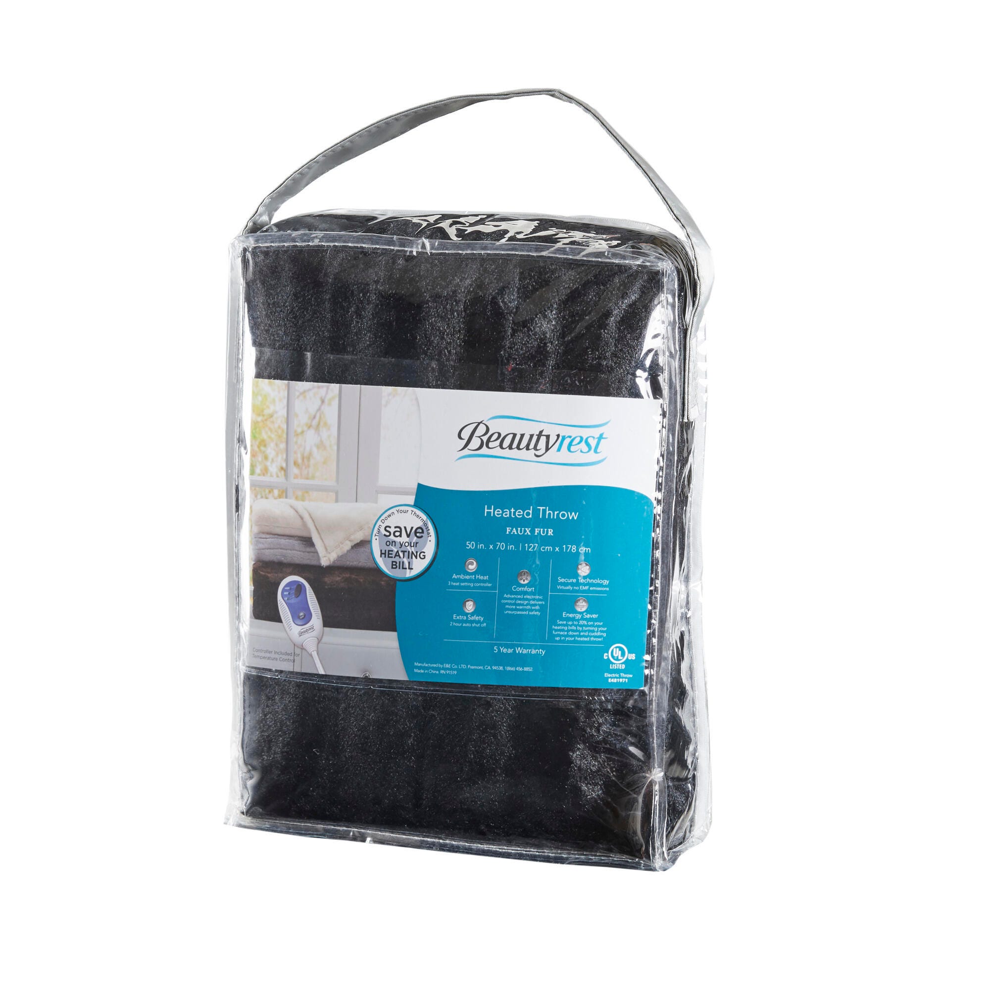 Beautyrest Oversized Plus Heated Throw, Black, large