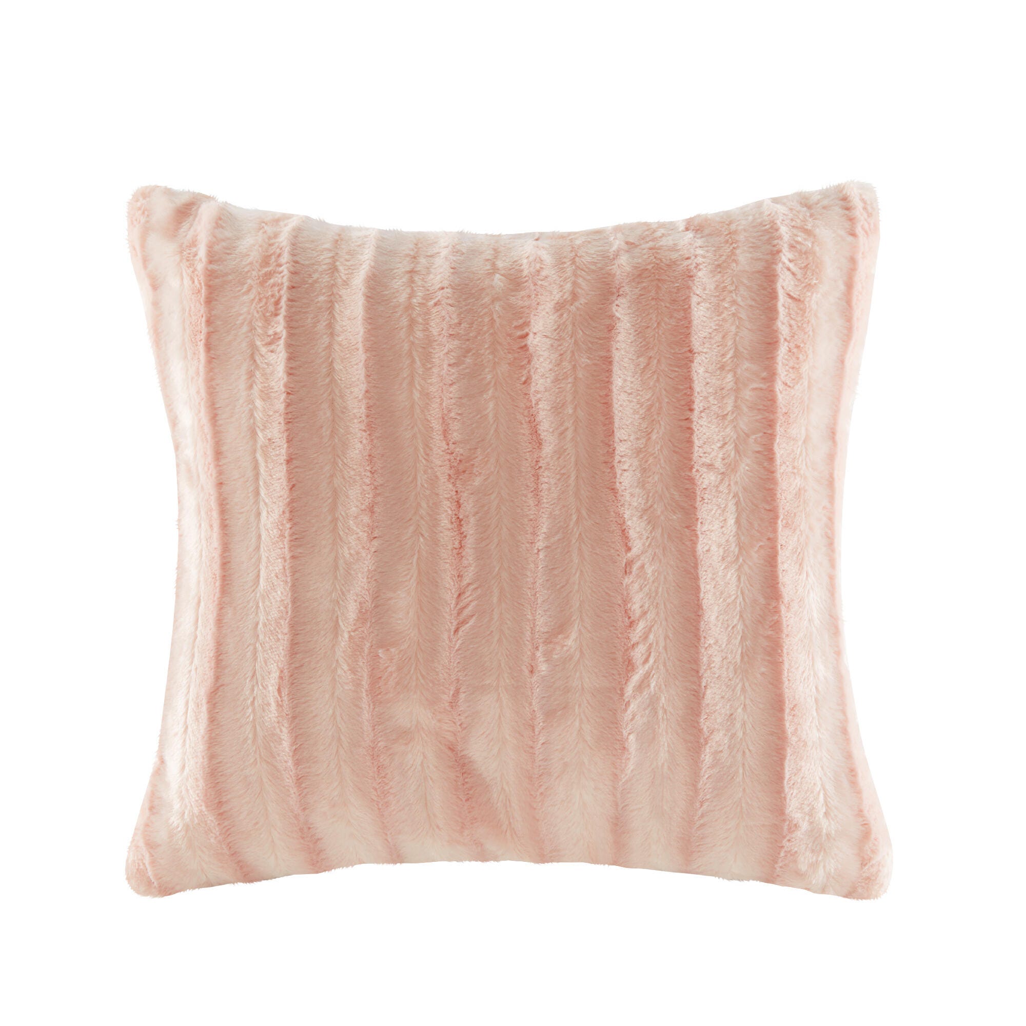 Madison Park Faux Fur Throw Pillow, Blush, large