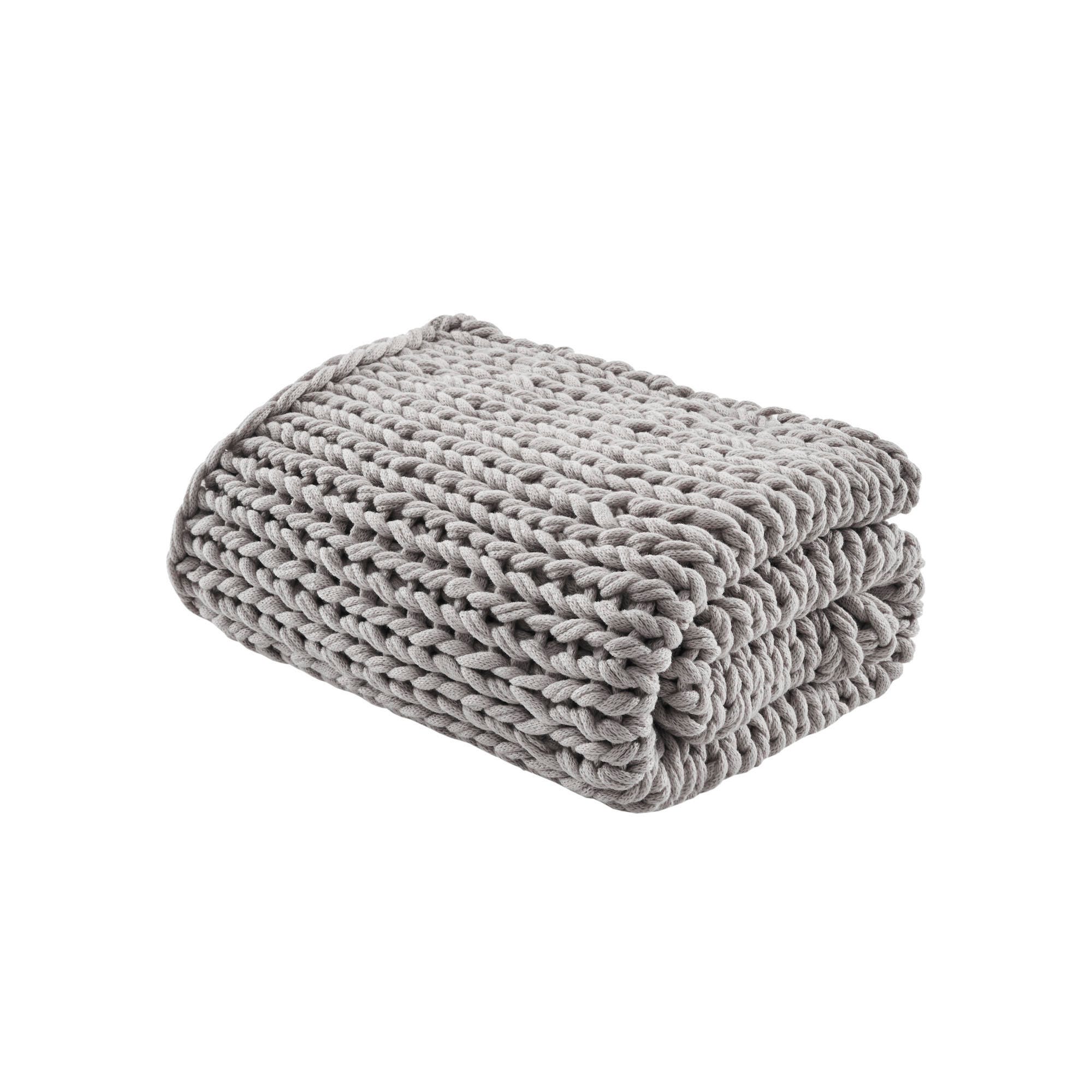 Madison Park Chunky Double Knit Handmade Throw, Gray, large
