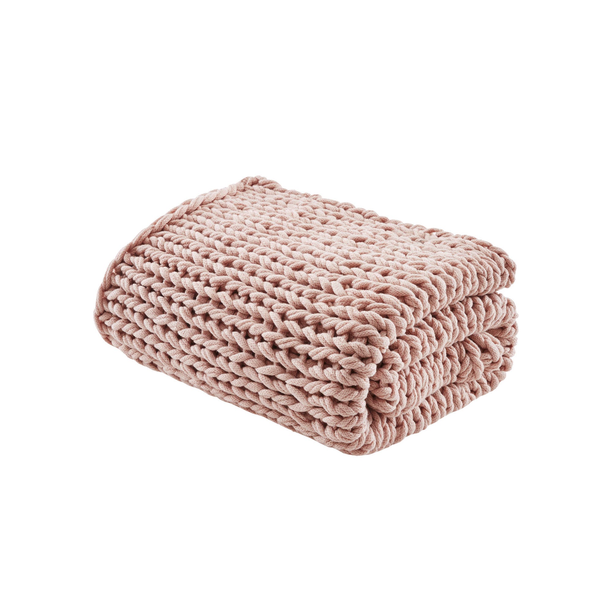 Madison Park Chunky Double Knit Handmade Throw, Blush, large