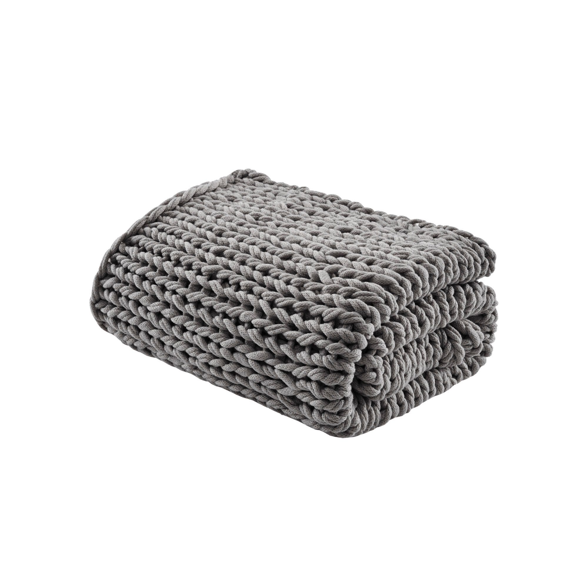 Madison Park Chunky Double Knit Handmade Throw, Charcoal, large