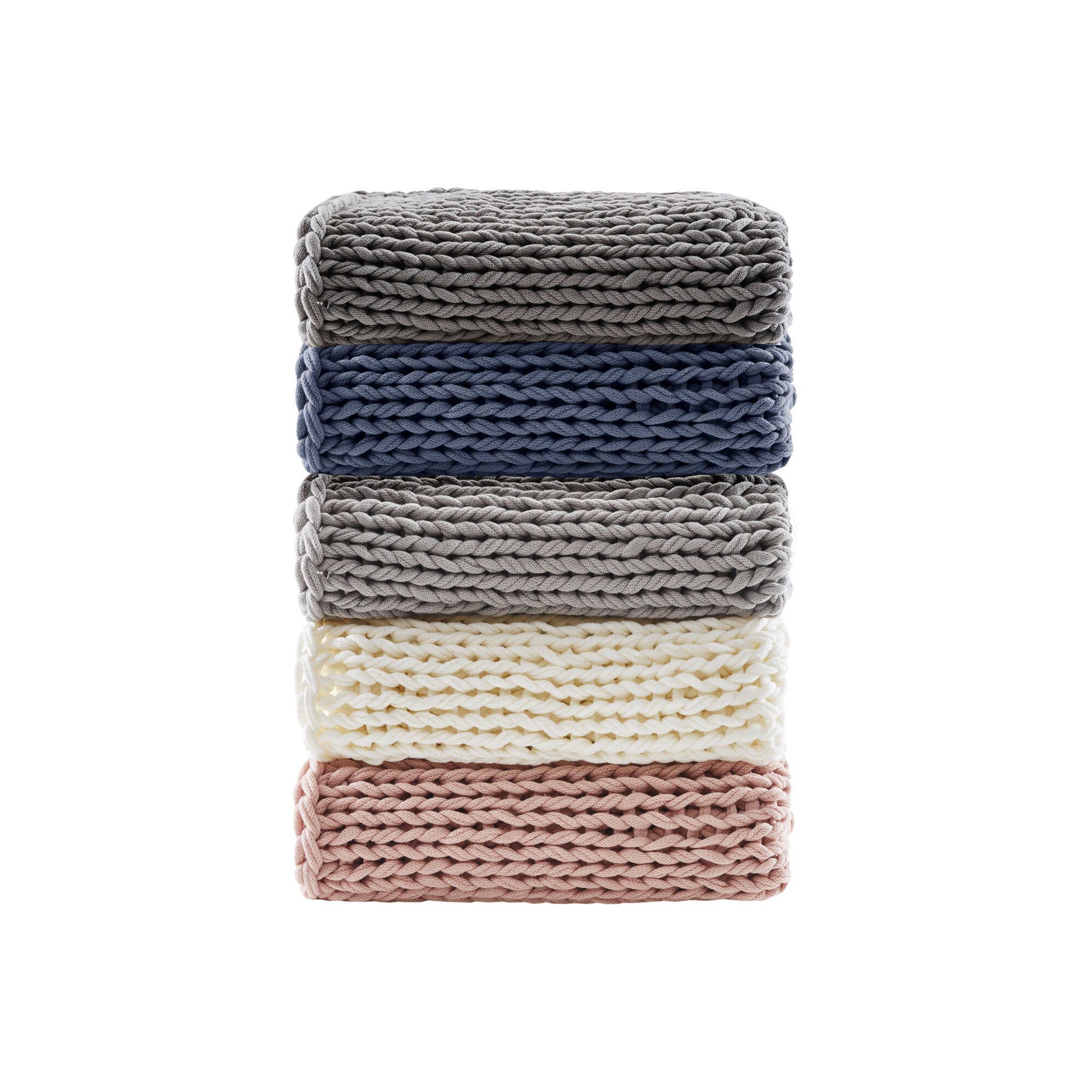 Madison Park Chunky Double Knit Handmade Throw, Charcoal, large