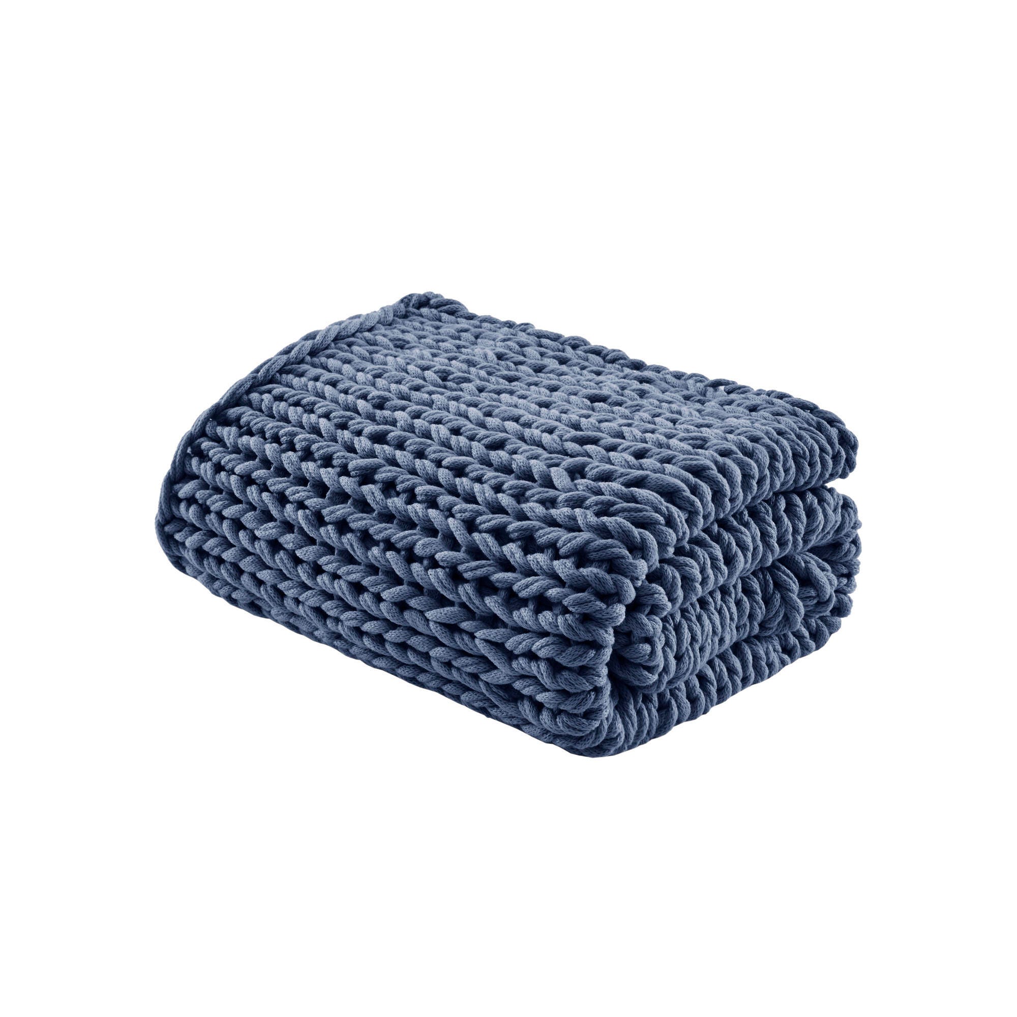Madison Park Chunky Double Knit Handmade Throw, Indigo, large
