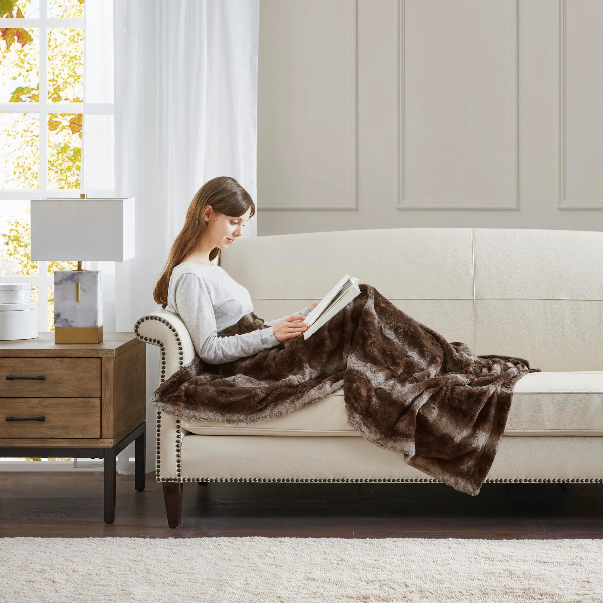 Marselle Oversized Faux Fur Throw | Ashley