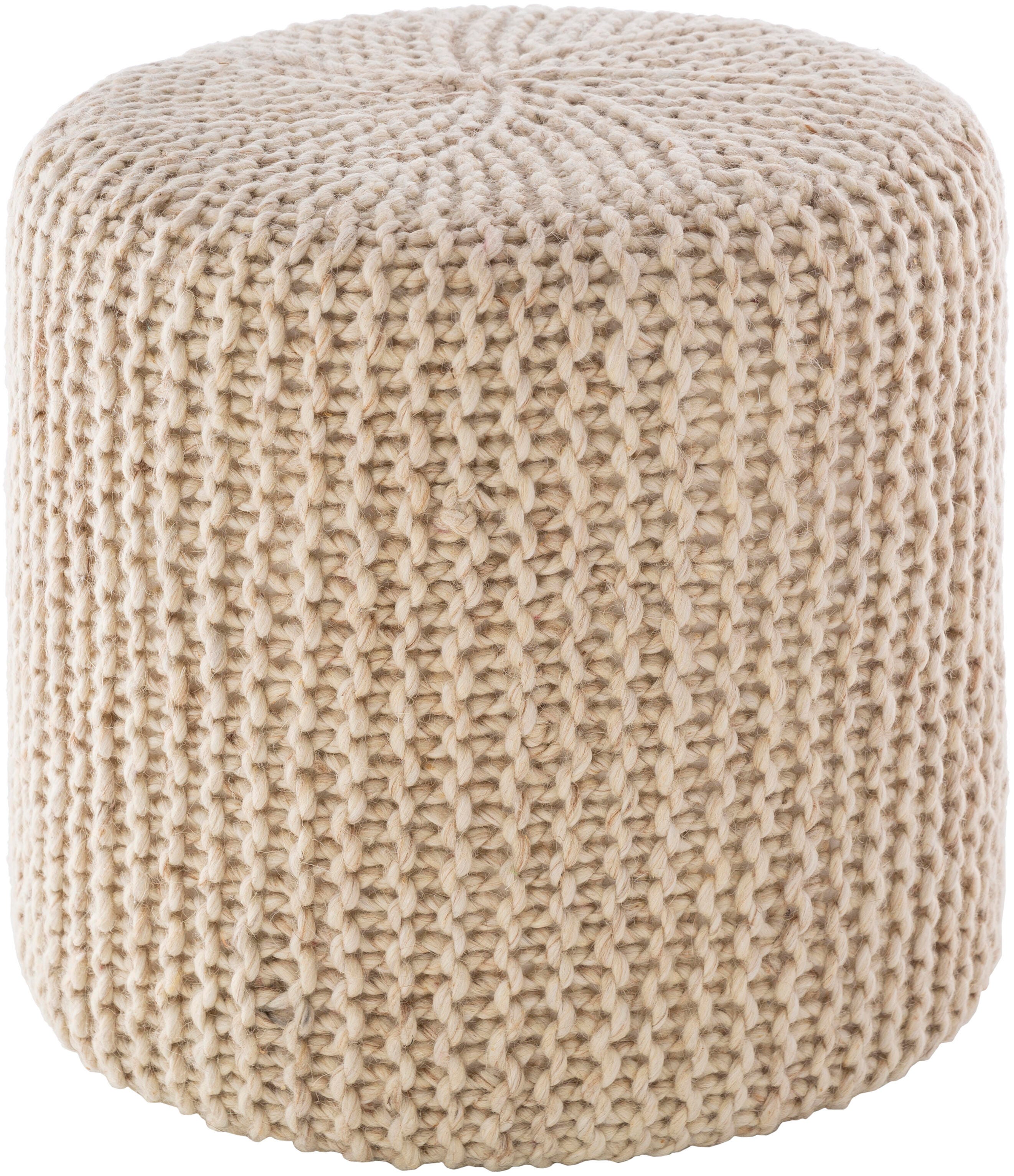 Surya Prado Pouf, Ivory, large