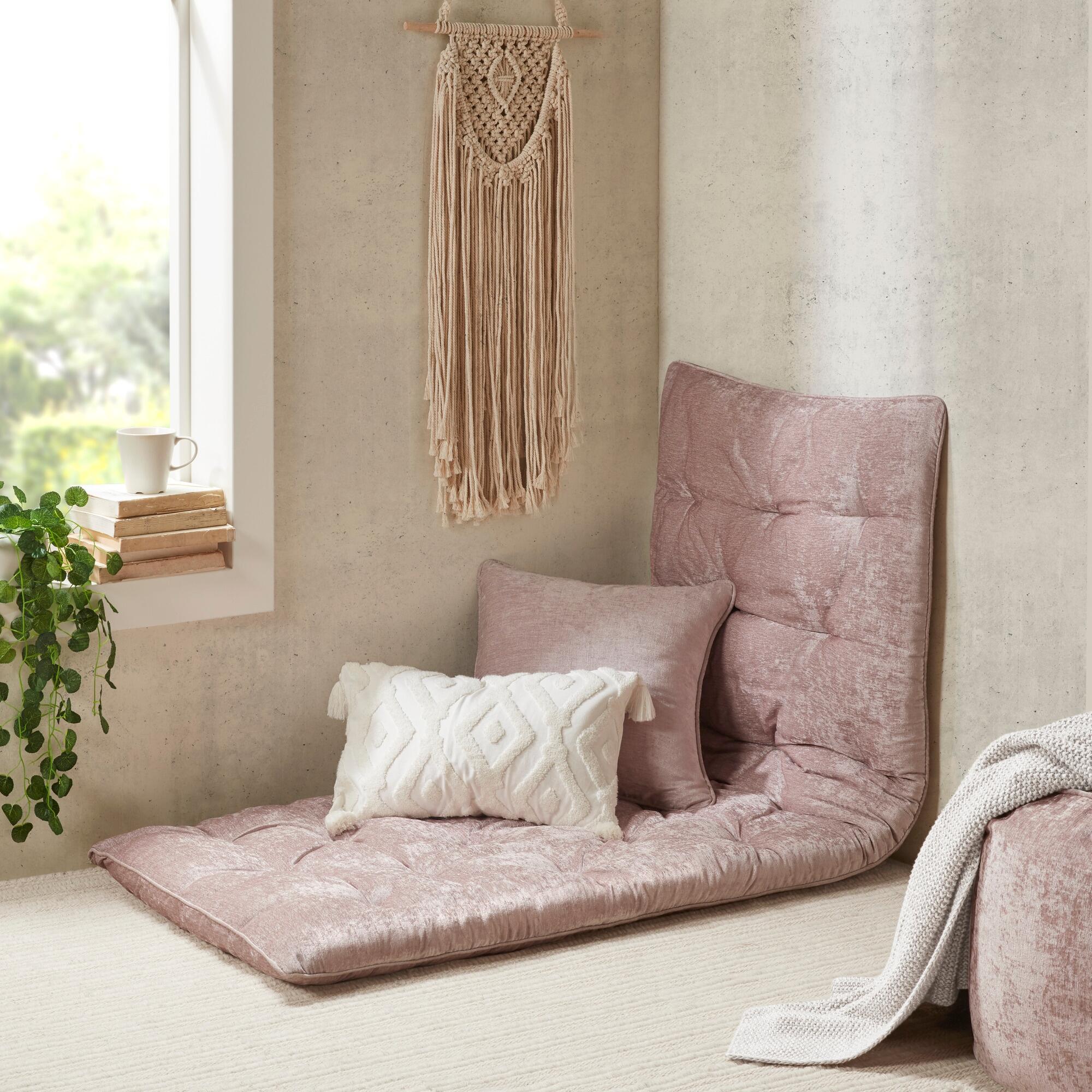 Intelligent Design Edelia Chenille Lounge Floor Pillow, Blush, large