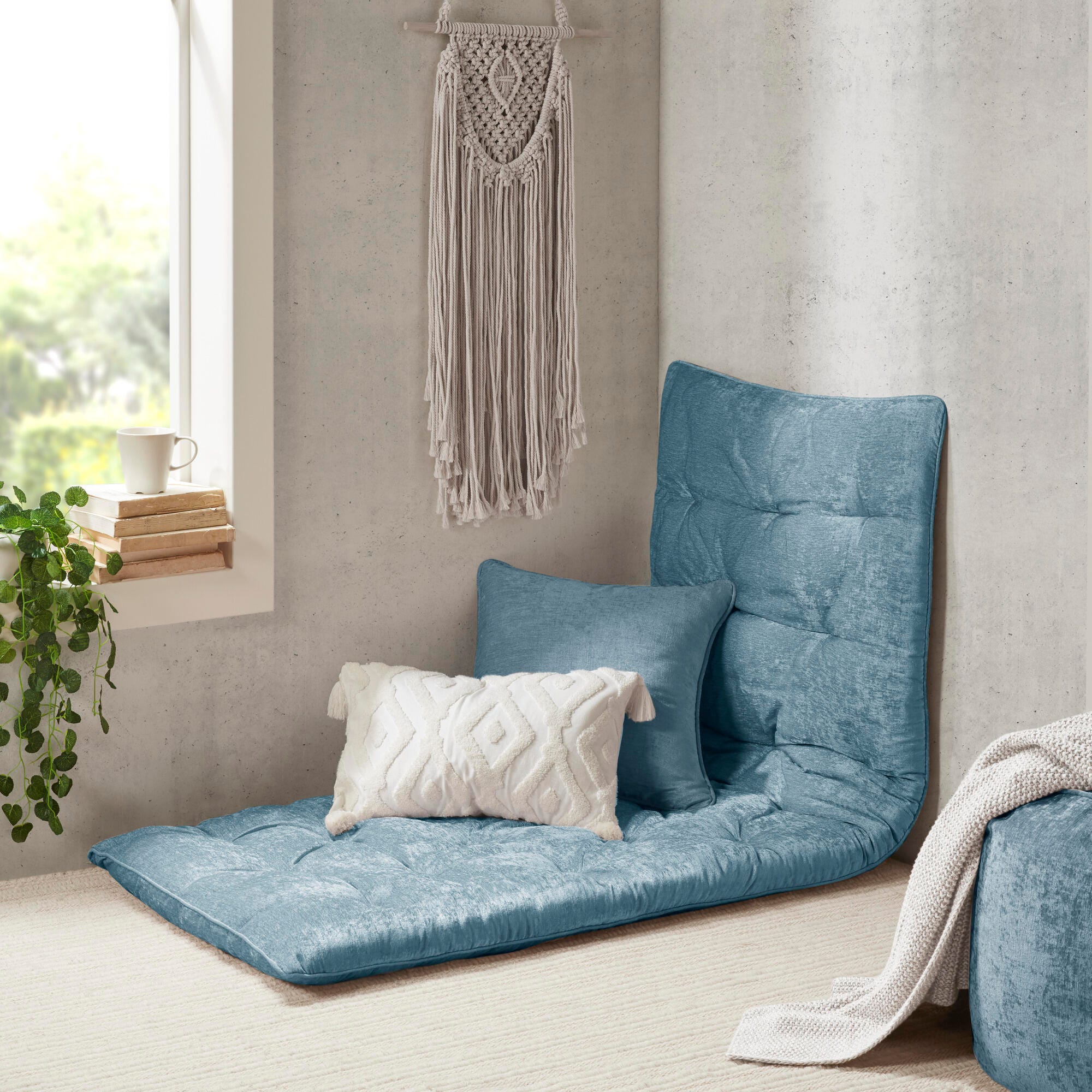 Intelligent Design Edelia Chenille Lounge Floor Pillow, Aqua, large