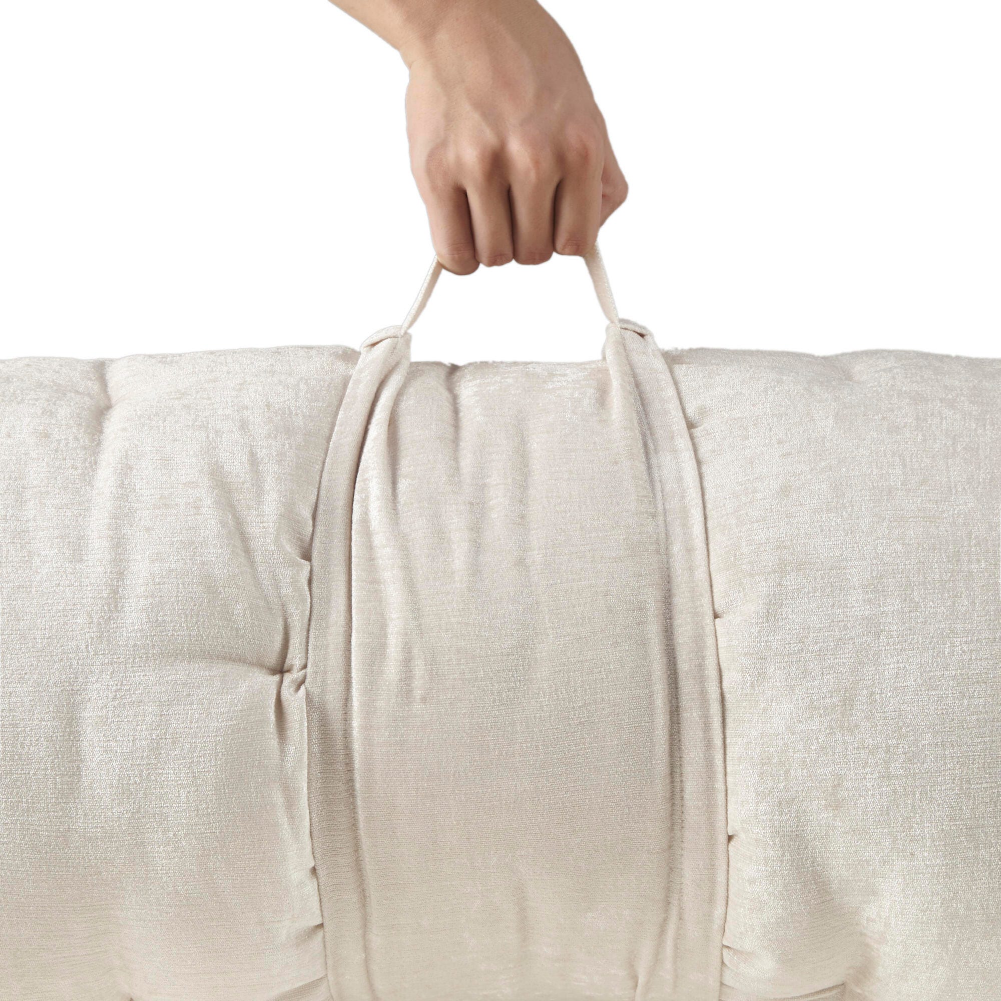 Intelligent Design Edelia Chenille Lounge Floor Pillow, Ivory, large