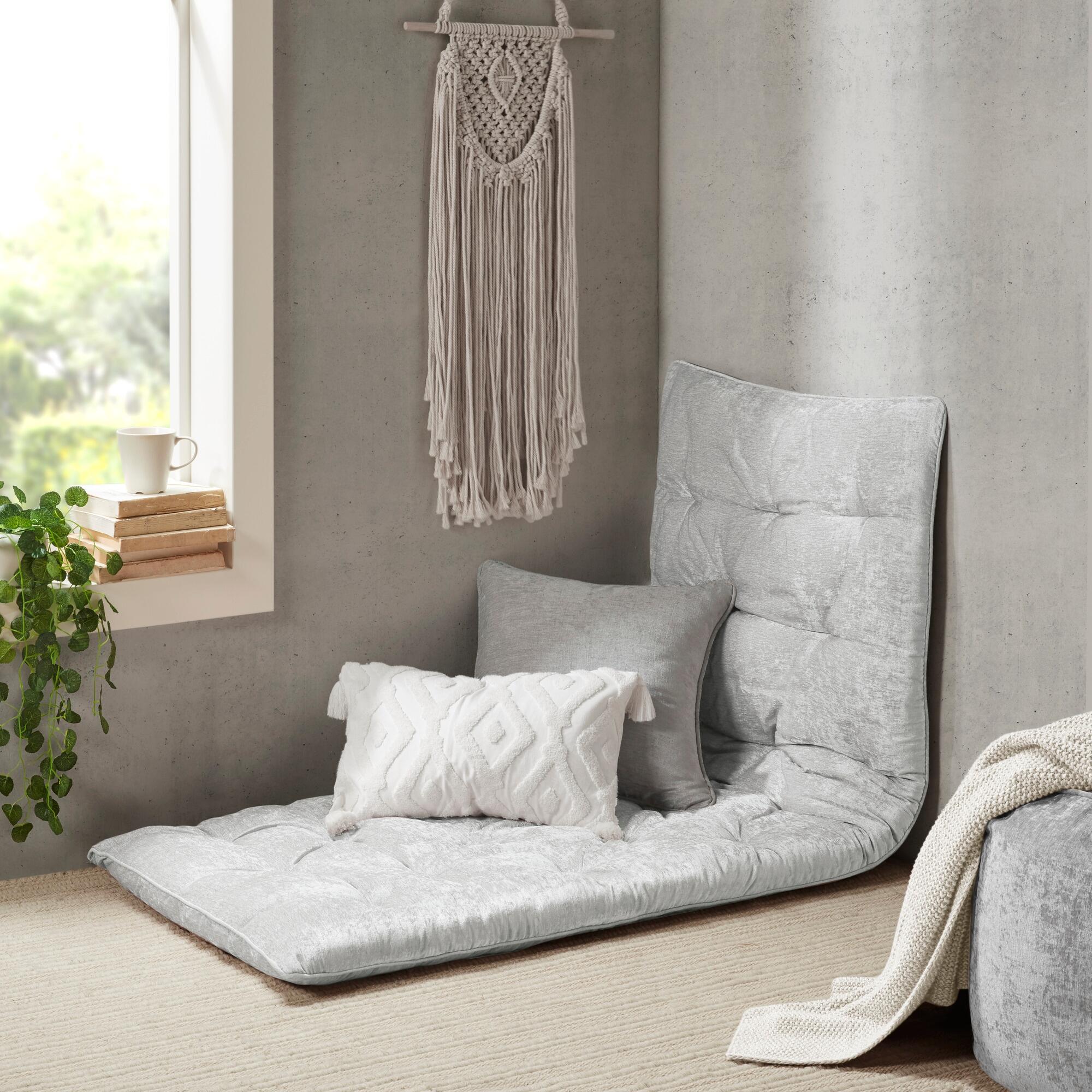 Intelligent Design Edelia Chenille Lounge Floor Pillow, Gray, large