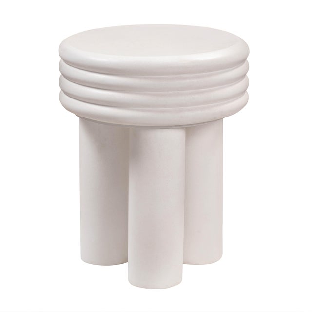 TOV Furniture Delta Ivory Concrete Side Table, Ivory