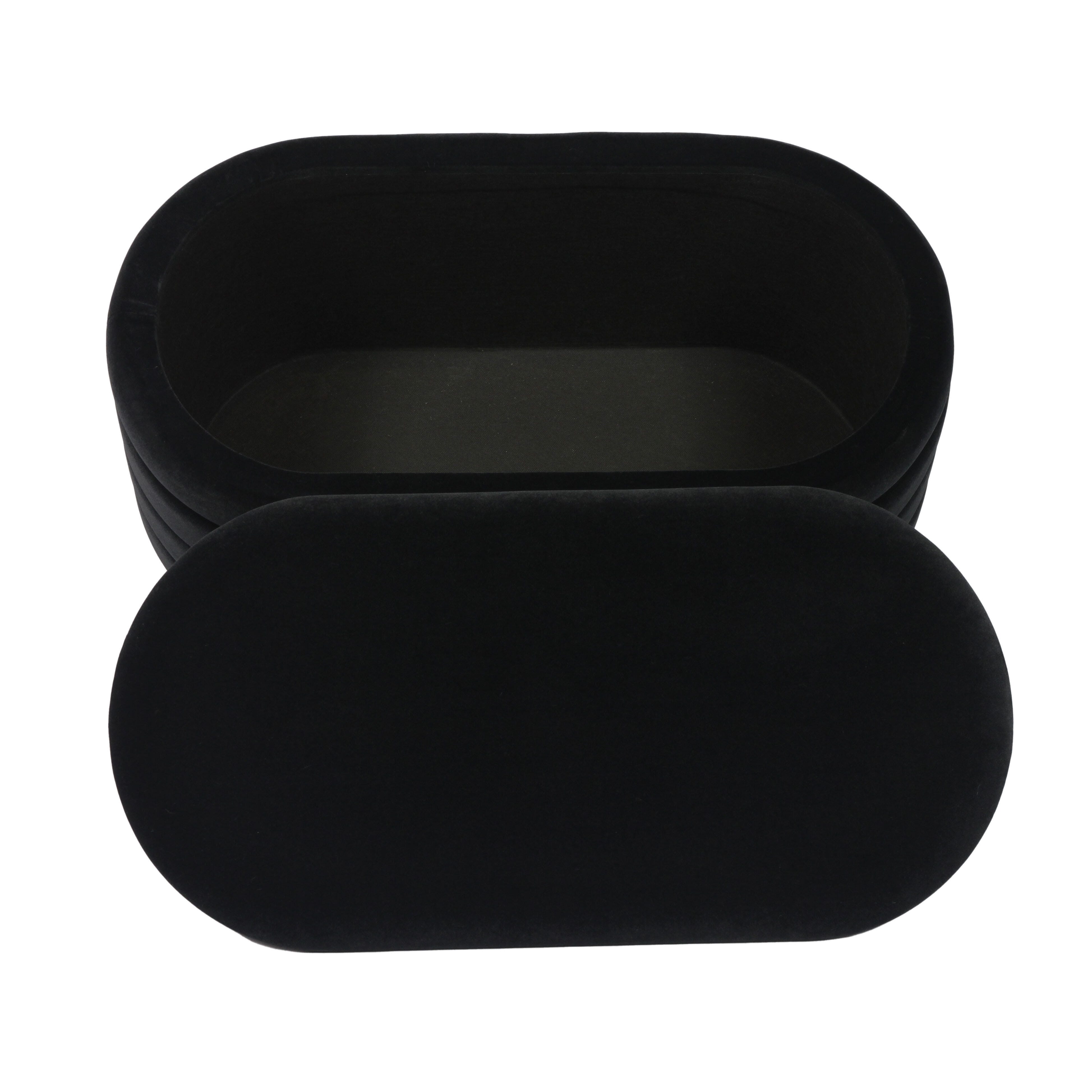 TOV Furniture Lillian Black Velvet Storage Bench, Black, large