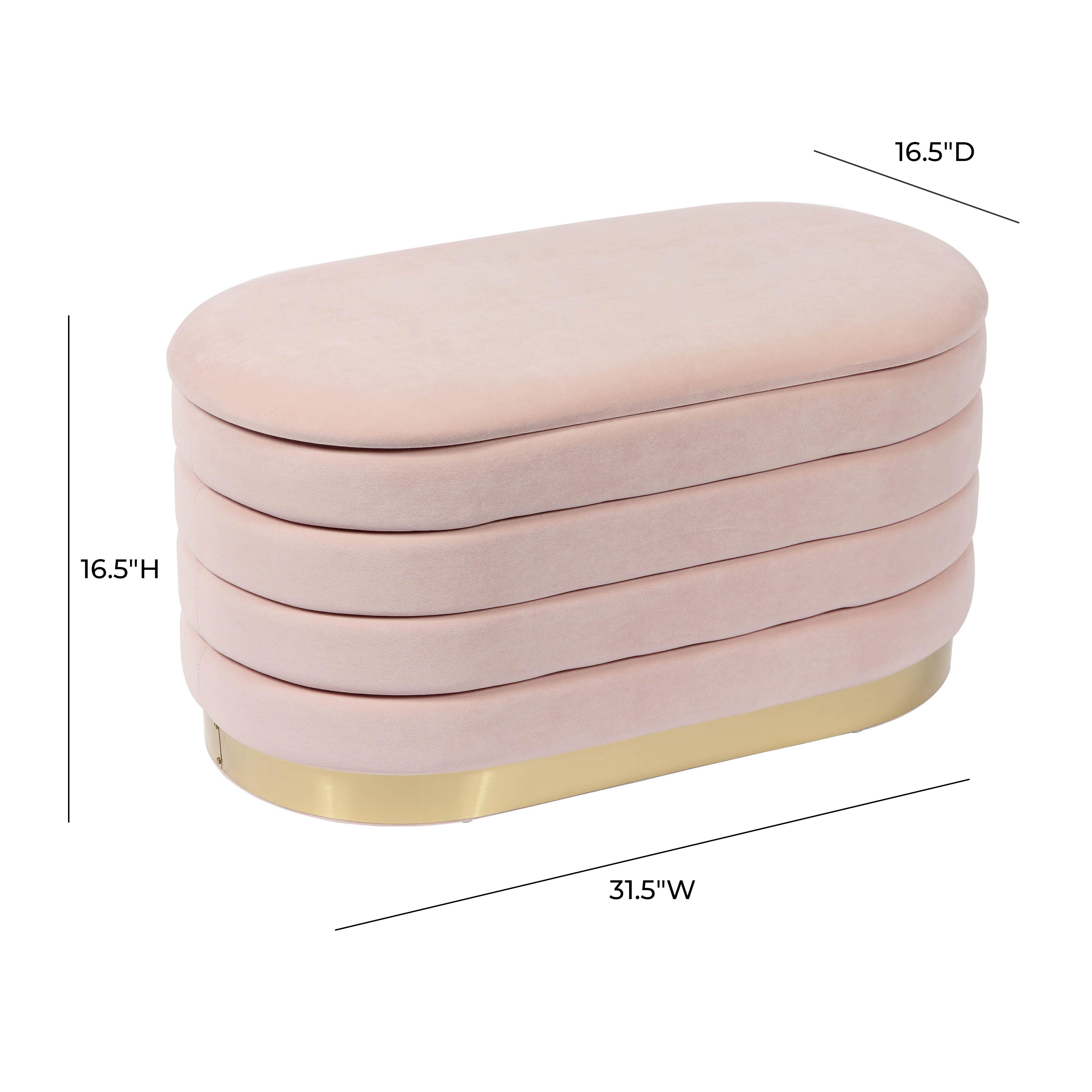 TOV Furniture Lillian Blush Velvet Storage Bench, Blush, large