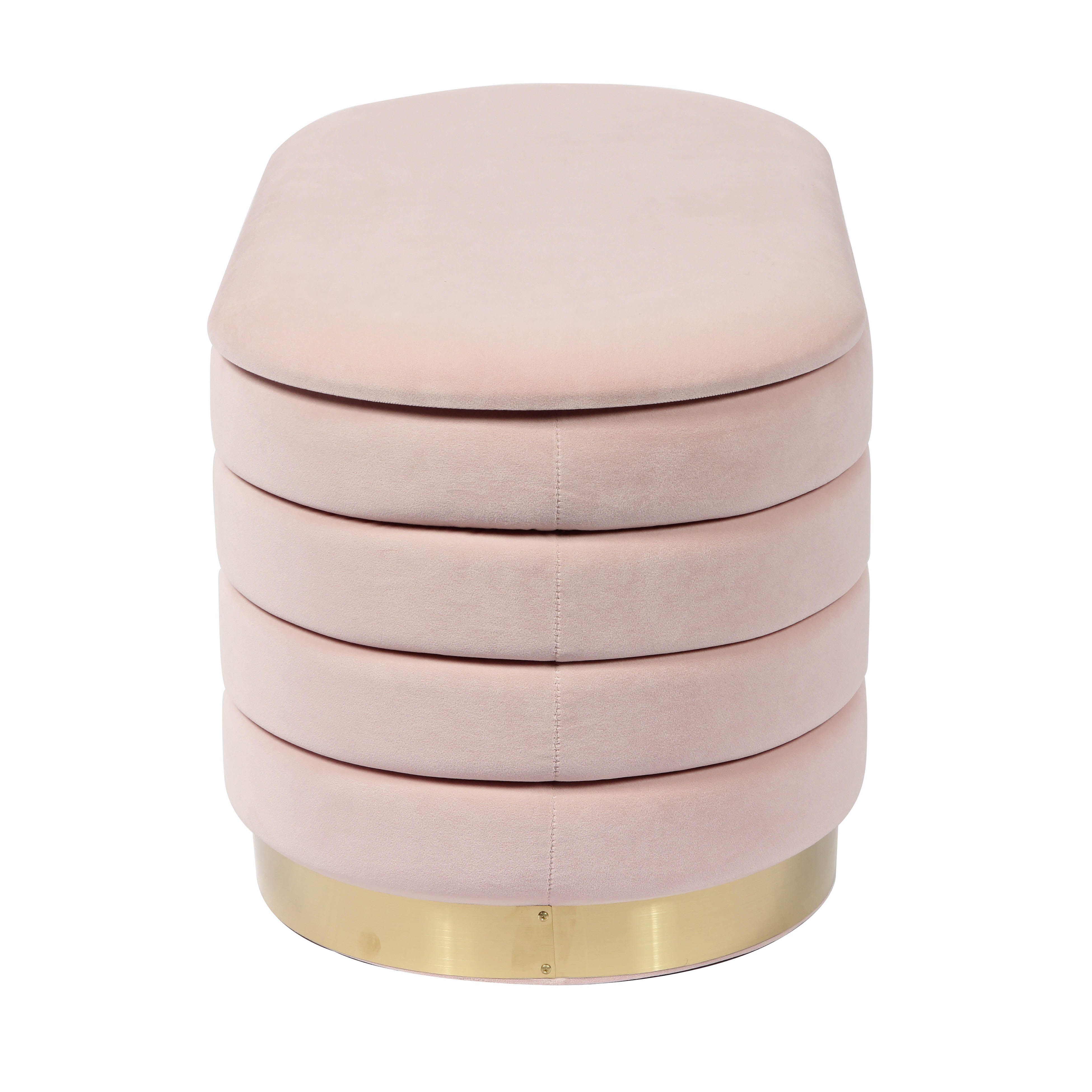 TOV Furniture Lillian Blush Velvet Storage Bench, Blush, large