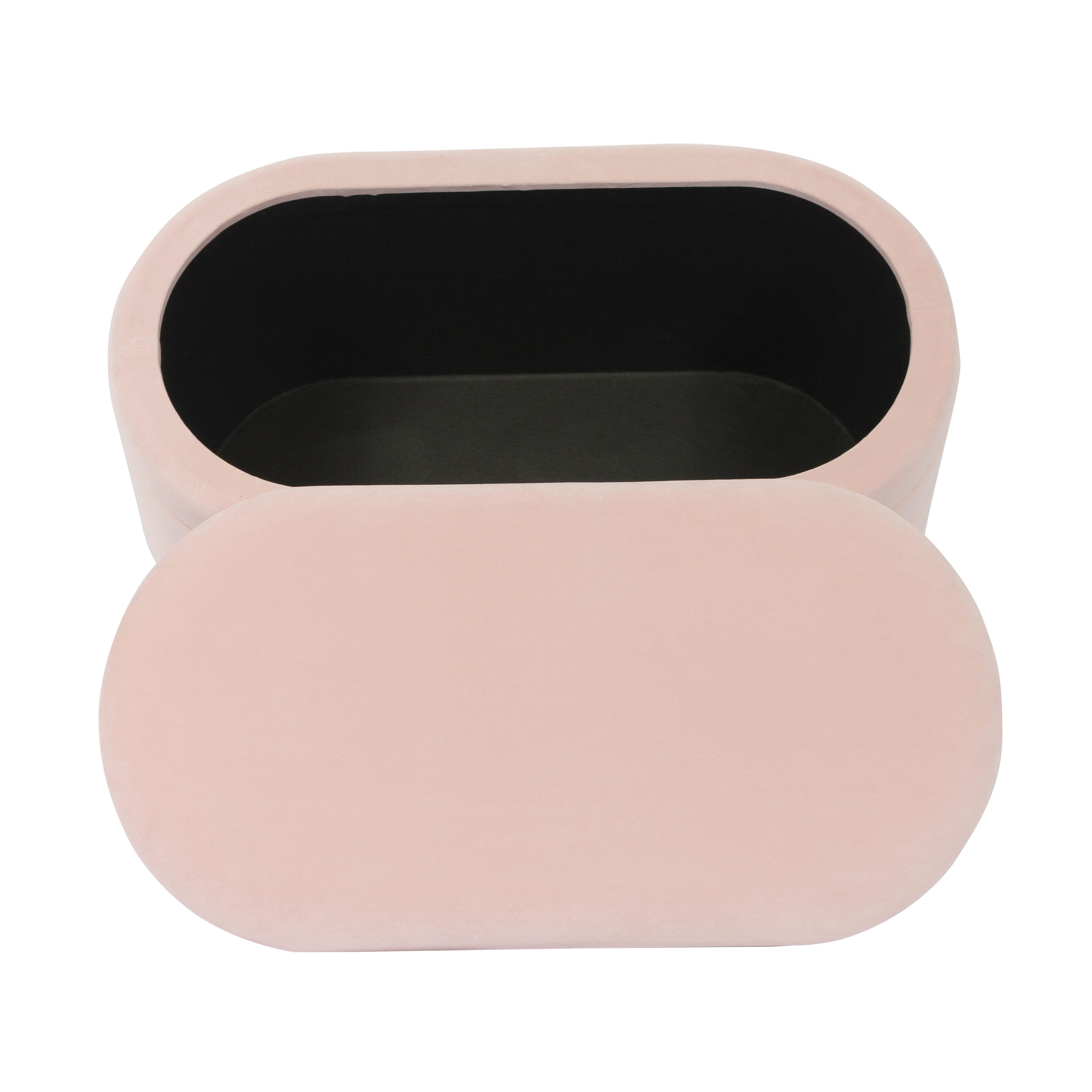 TOV Furniture Lillian Blush Velvet Storage Bench, Blush, large