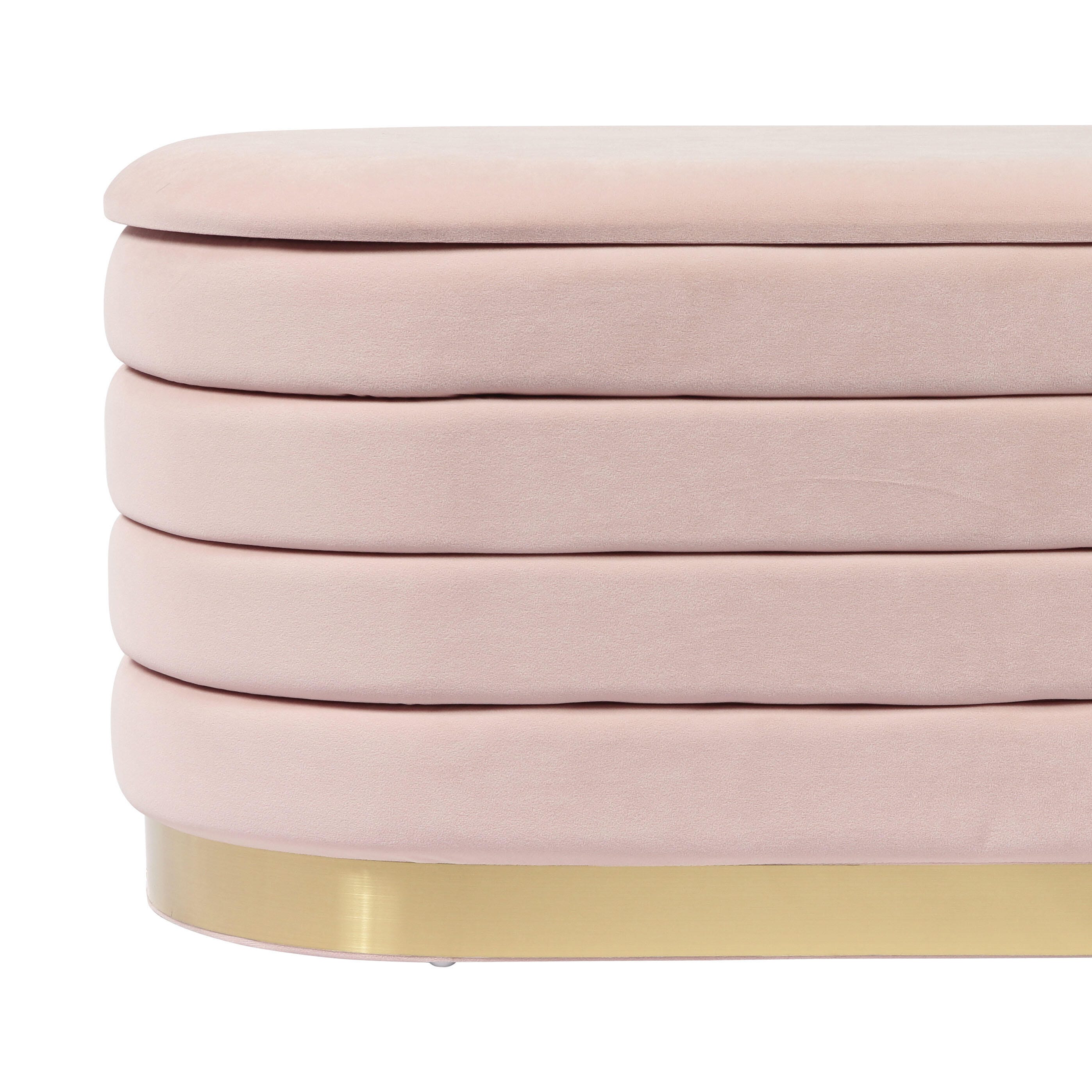TOV Furniture Lillian Blush Velvet Storage Bench, Blush, large