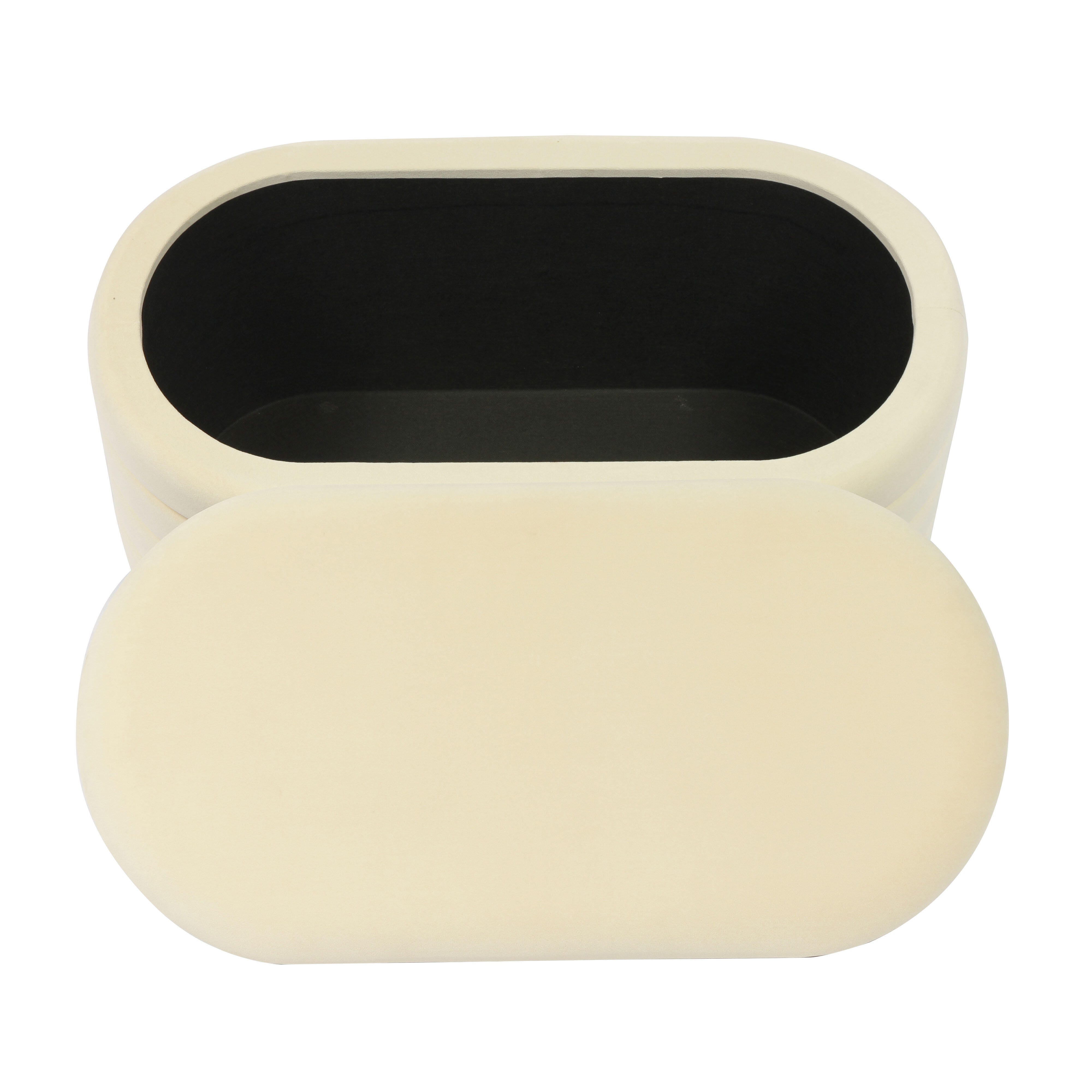TOV Furniture Lillian Cream Velvet Storage Bench, Cream, large