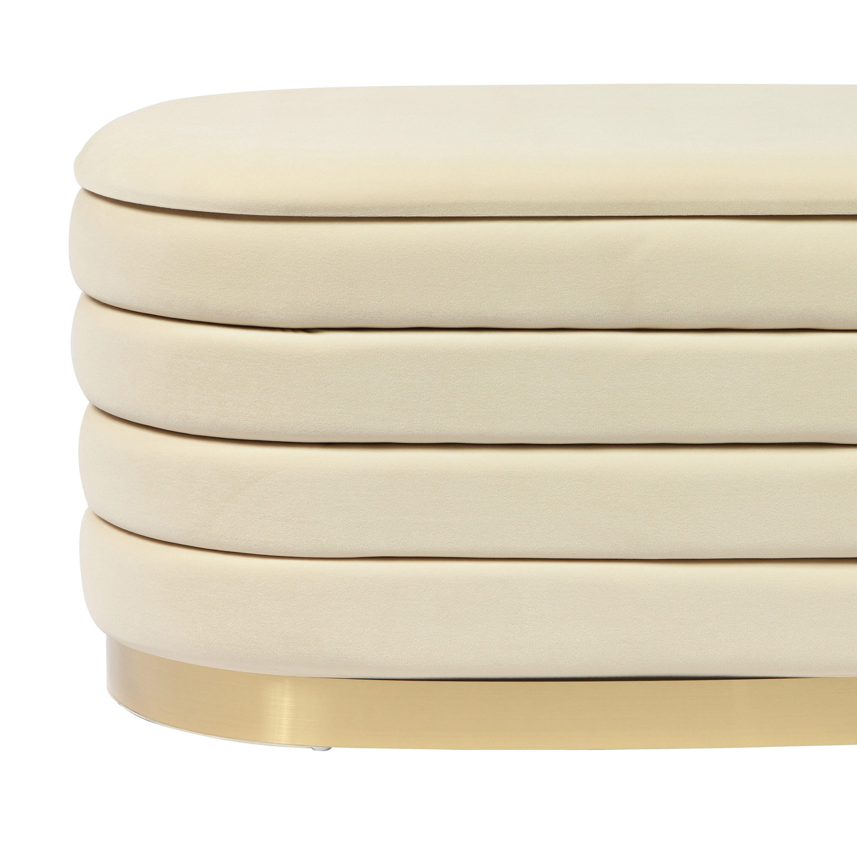 TOV Furniture Lillian Cream Velvet Storage Bench, Cream, large