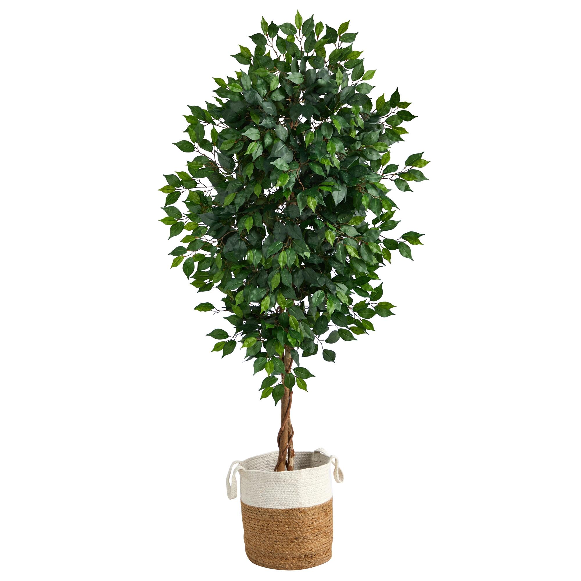 6&rsquo; Ficus Artificial Tree in Handmade Natural Jute and Cotton Planter, , large