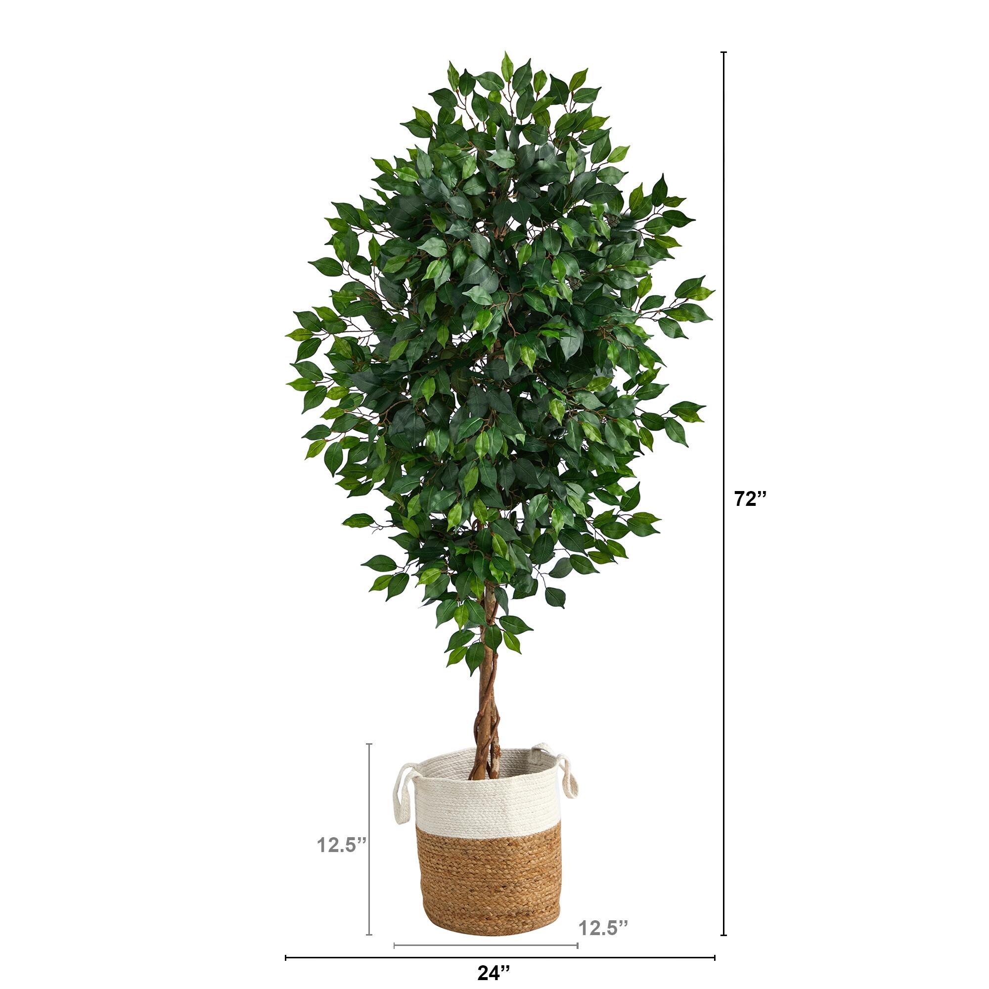 6’ Ficus Artificial Tree in Handmade Natural Jute and Cotton Planter, , large