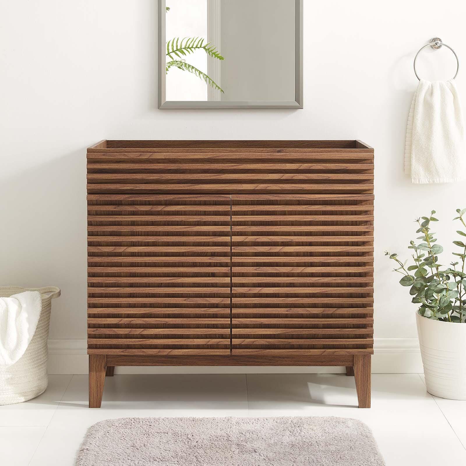 Render 36" Bathroom Vanity Cabinet, Walnut, large