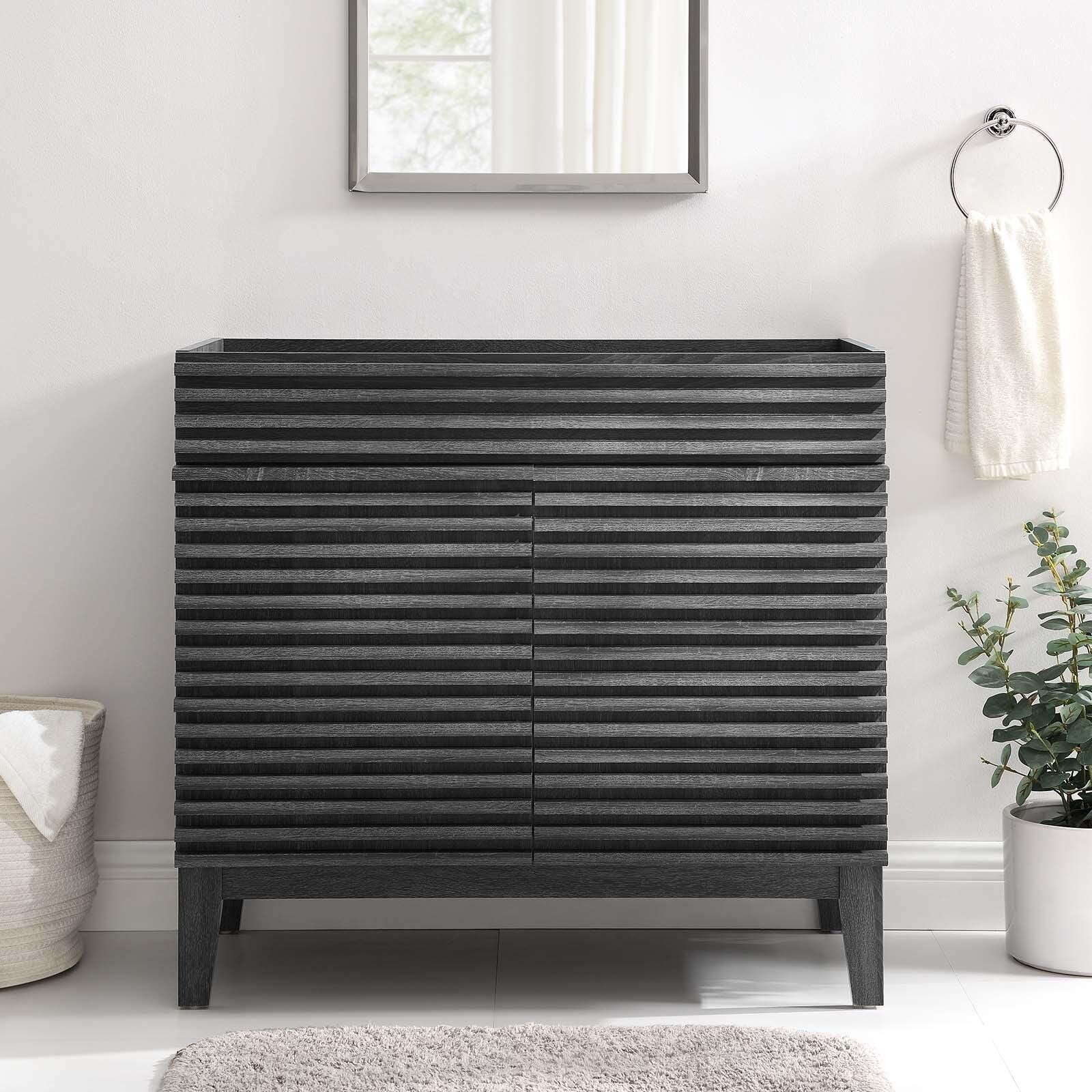 Modway Render 36" Bathroom Vanity Cabinet, Charcoal, large