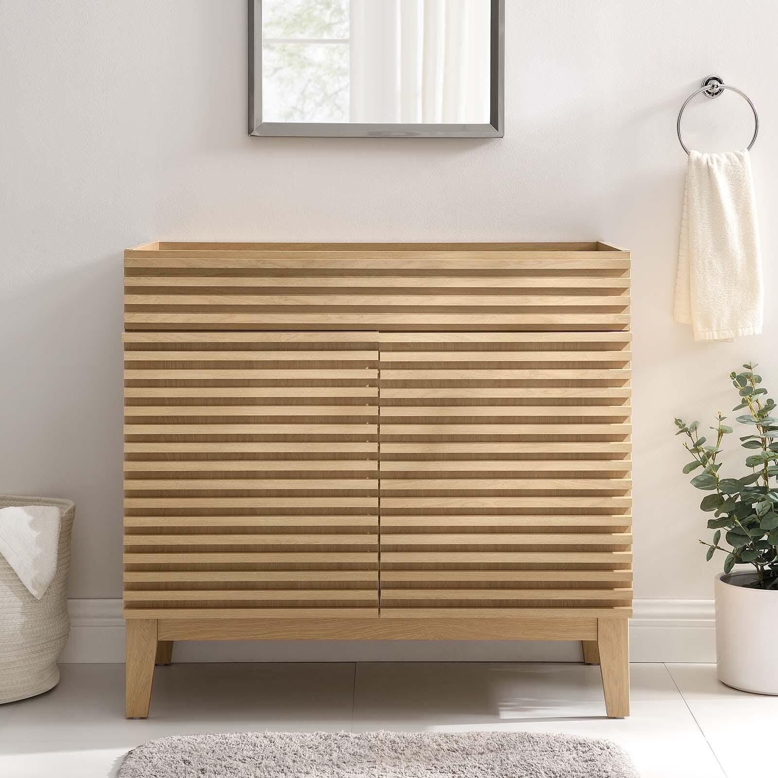 Modway Render 36" Bathroom Vanity Cabinet, Oak, large