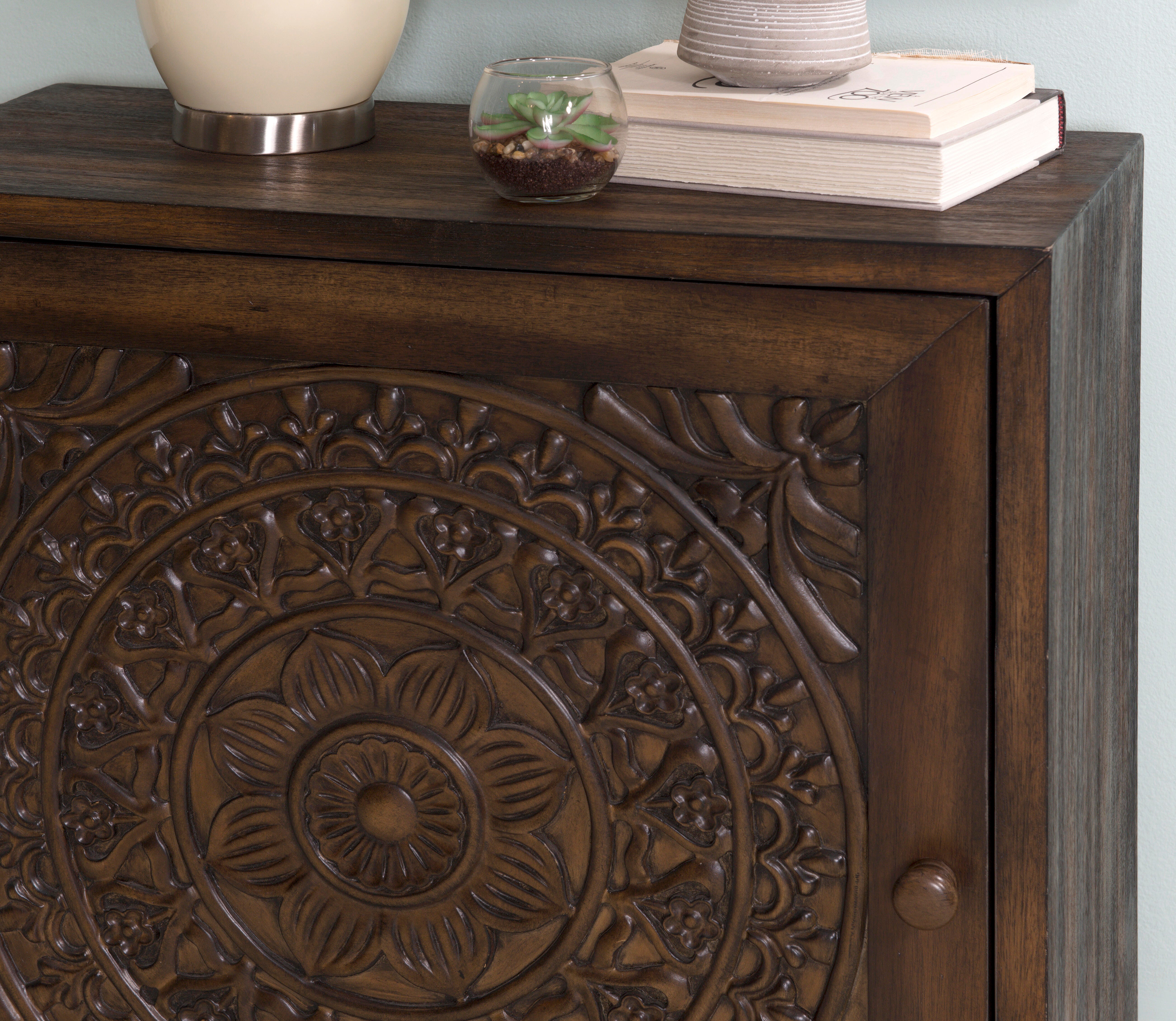 Linon Shelby Accent Cabinet, Brown, large