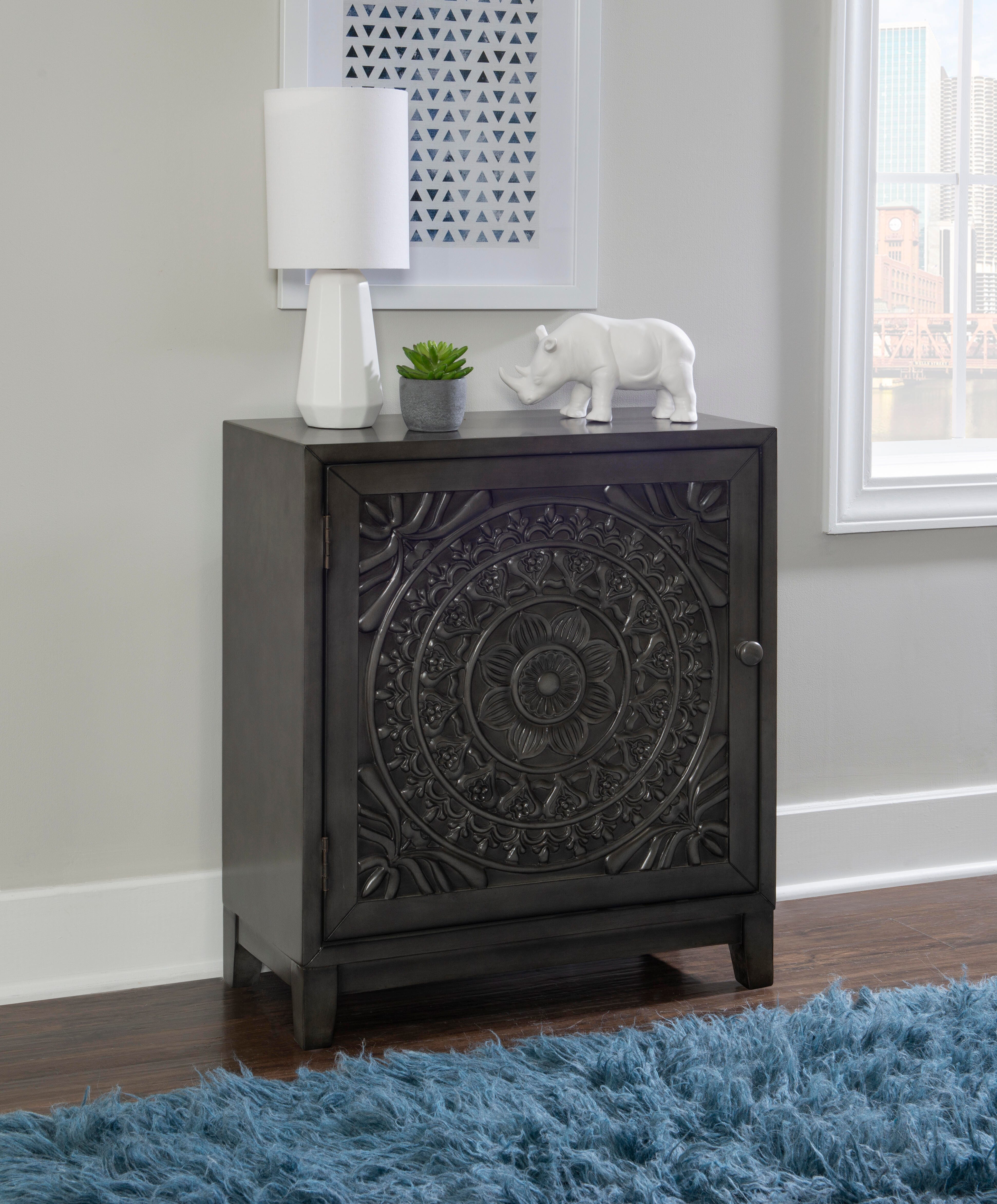 Linon Shelby Accent Cabinet, Dark Gray, rollover