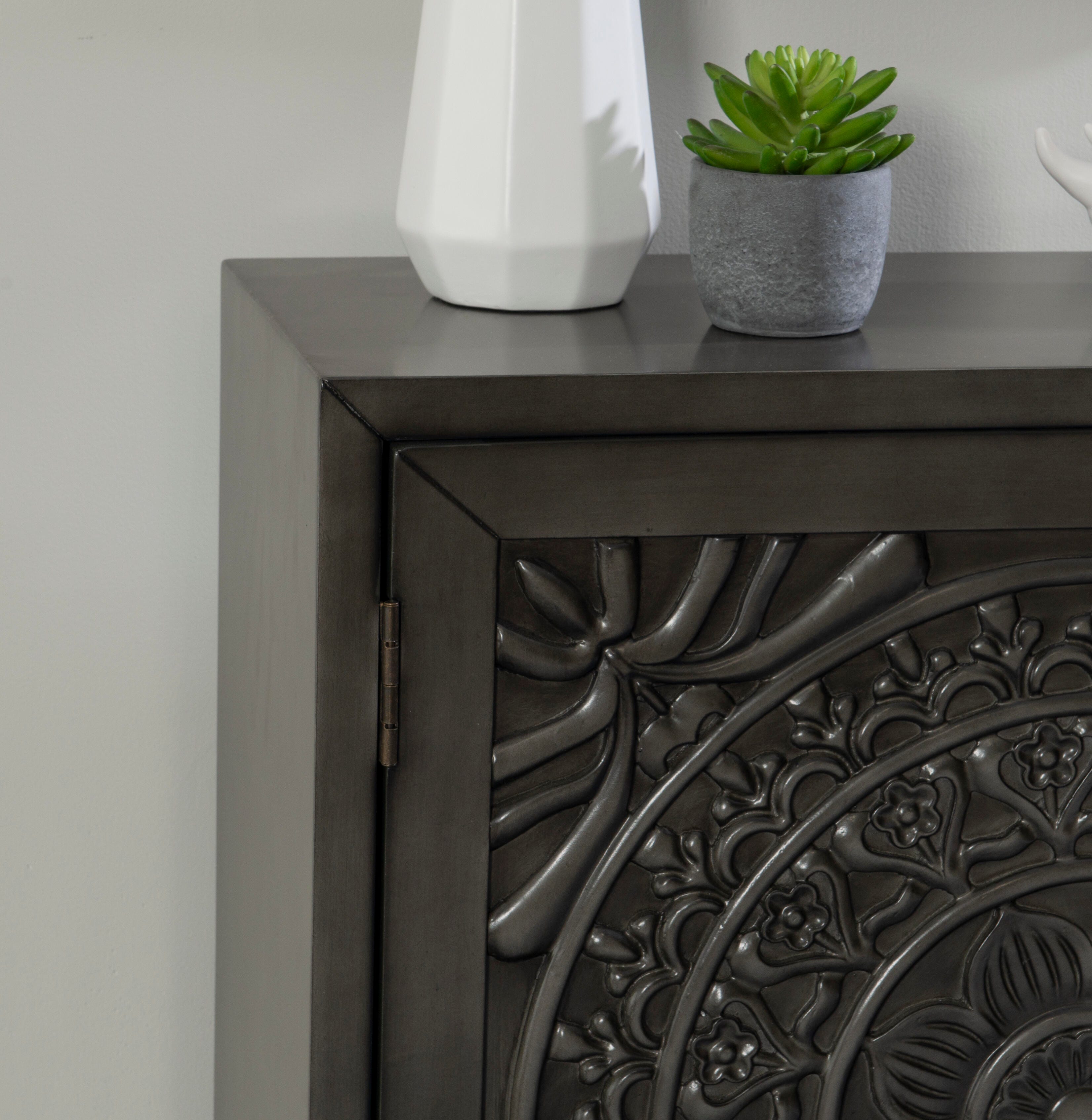 Linon Shelby Accent Cabinet, Dark Gray, large