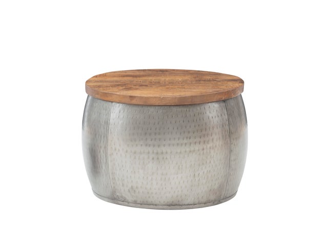 Linon Pruitt Small Storage Drum, Pewter