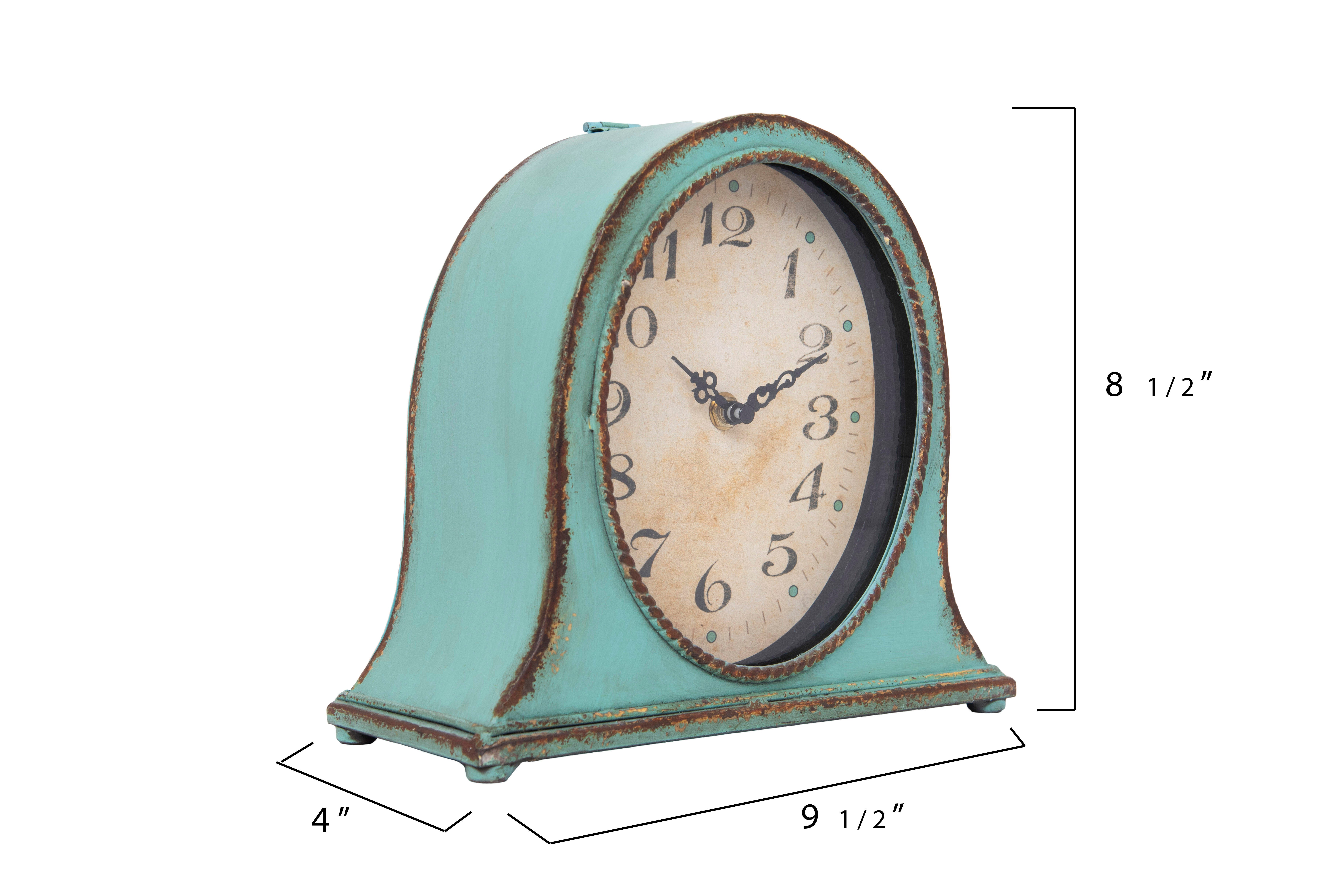 Metal Mantel Clock With Aqua Finish, , large