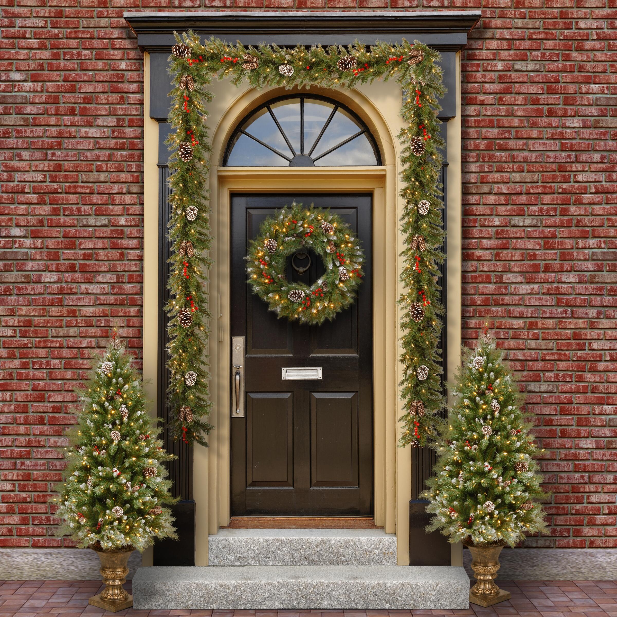 National Tree Company 24" Frosted Berry Wreath with Clear Lights, , large