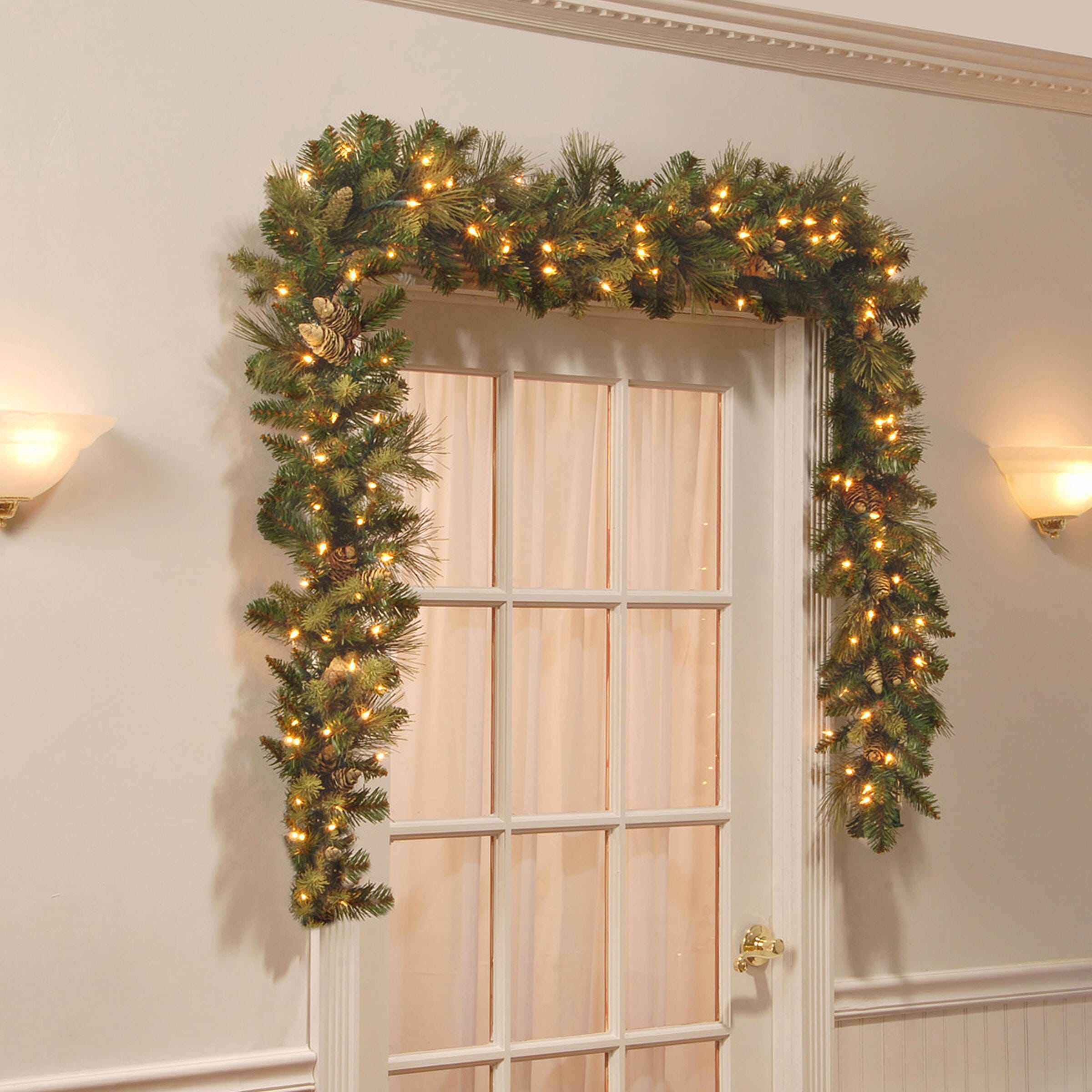 National Tree Company 9 ft. Carolina Pine Garland with Battery Operated LED Lights, , rollover