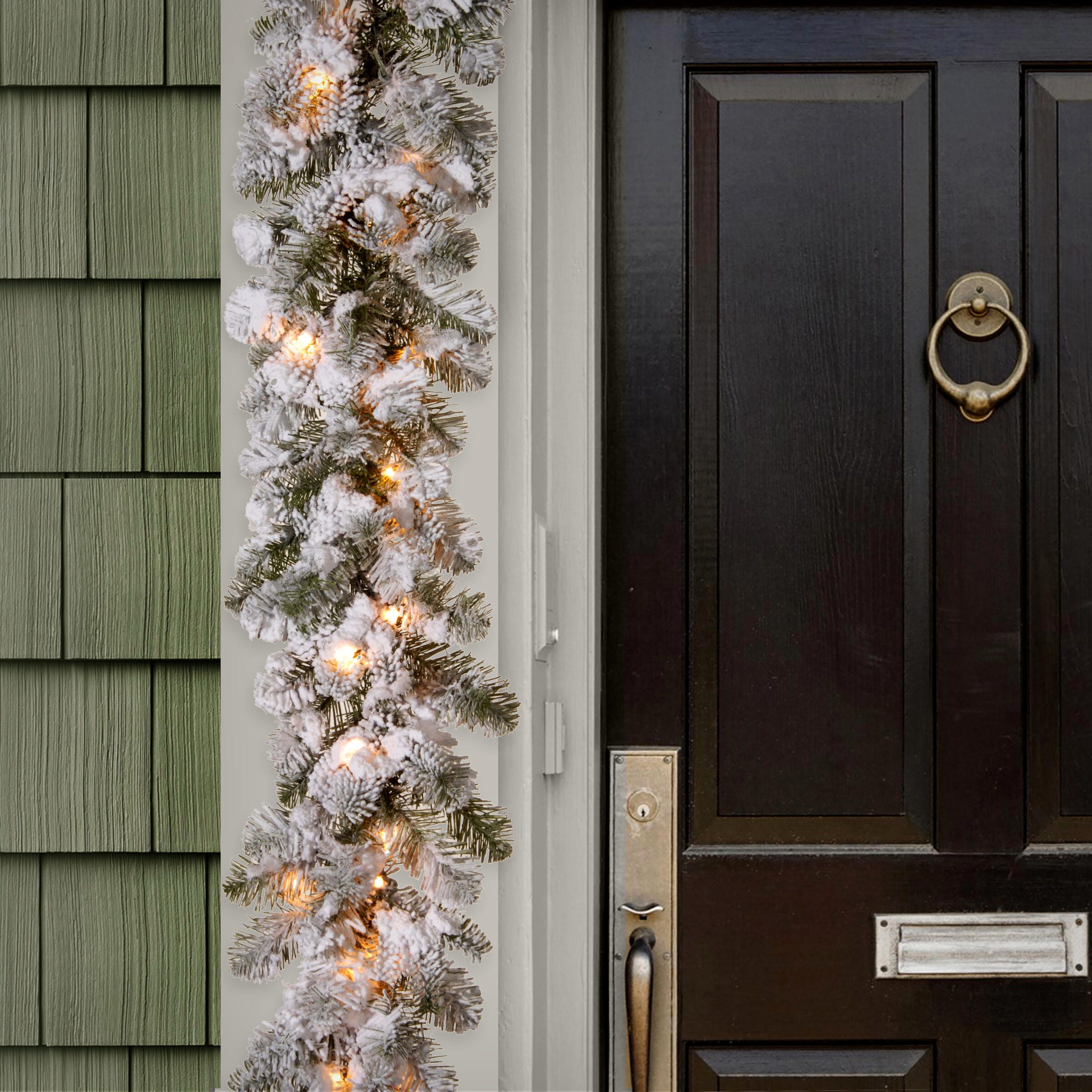 National Tree Company 9 ft. Snowy Camden Garland with Clear Lights, , rollover