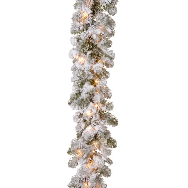 National Tree Company 9 ft. Snowy Camden Garland with Clear Lights