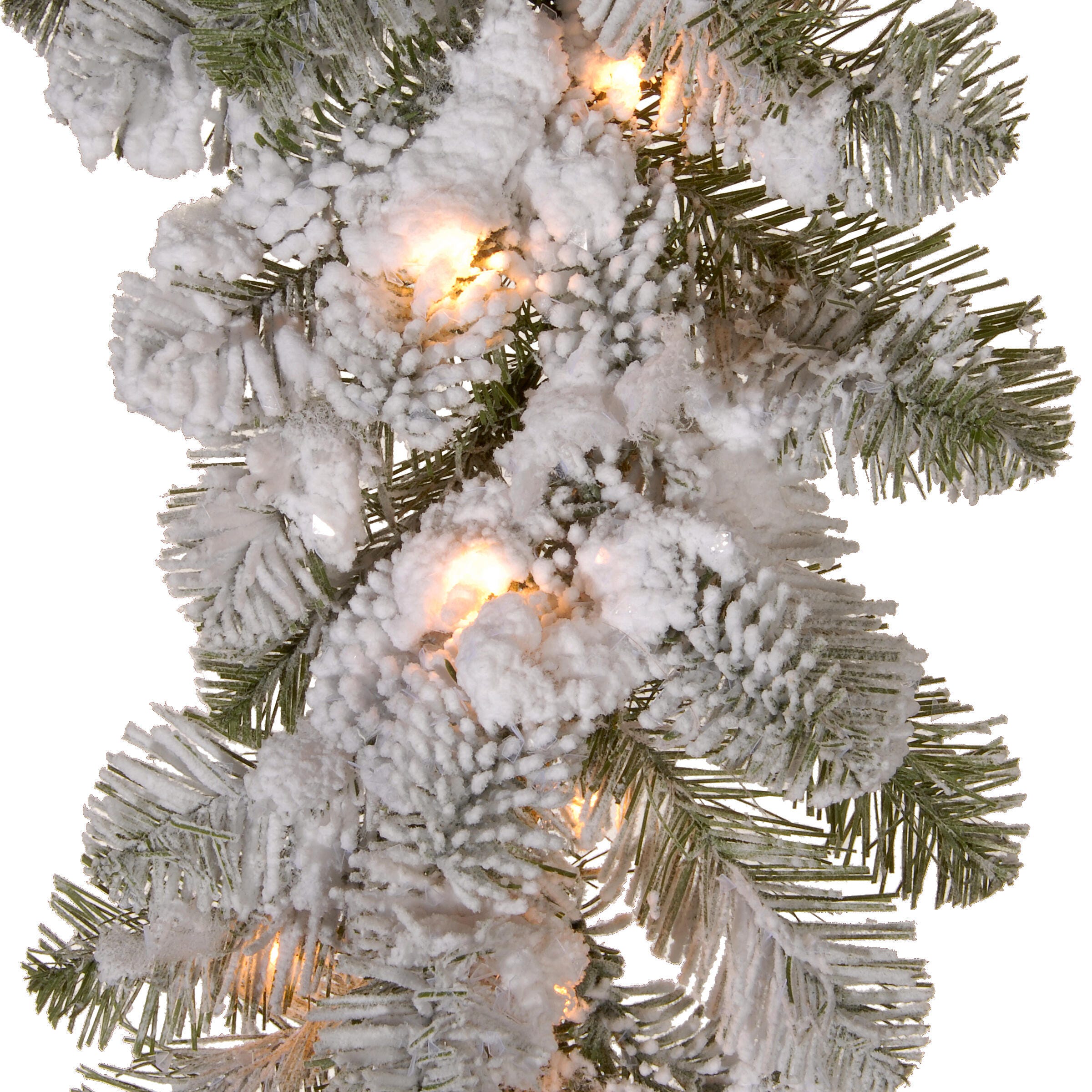 National Tree Company 9 ft. Snowy Camden Garland with Clear Lights, , large