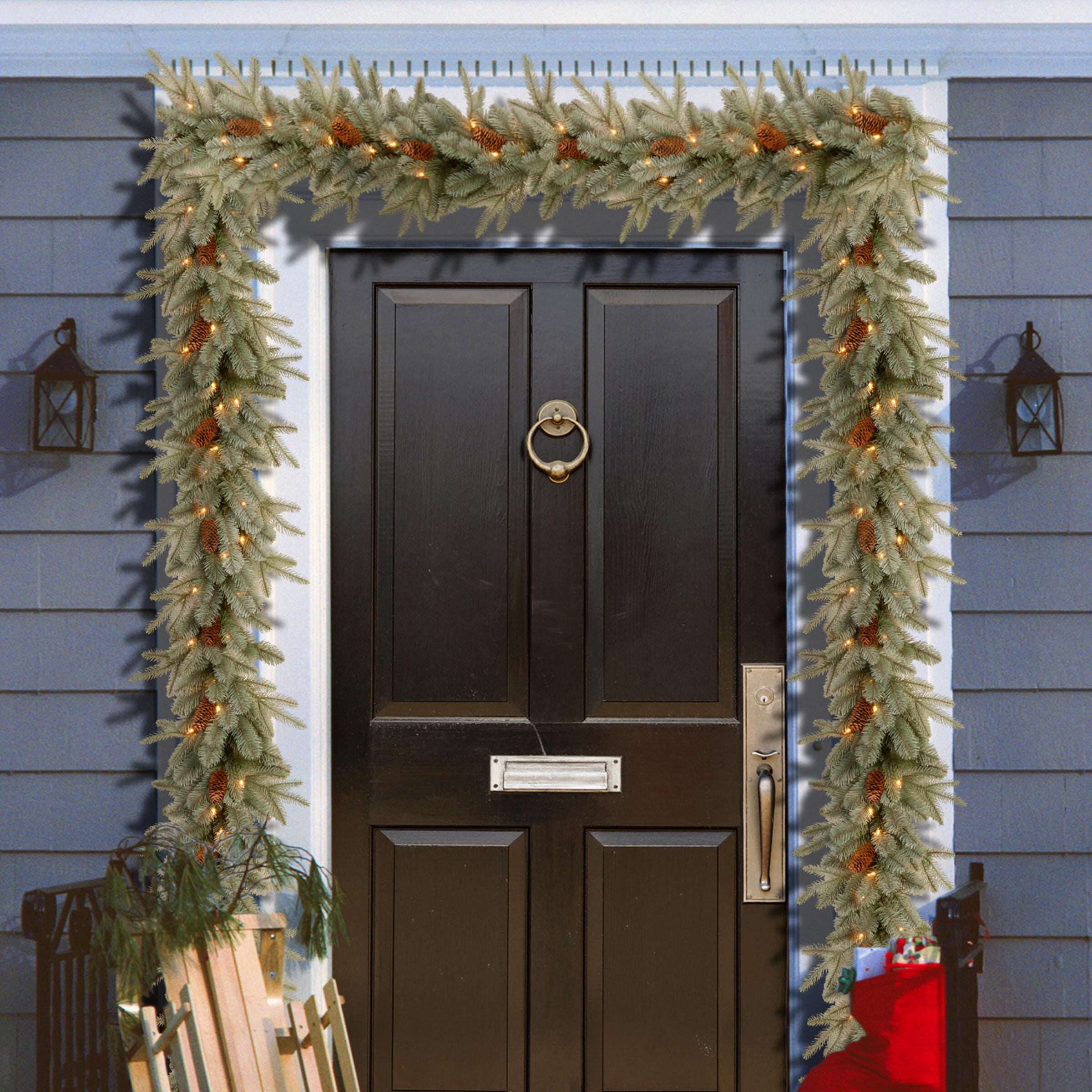 National Tree Company 9 ft. Frosted Arctic Spruce Garland with Clear Lights, , rollover