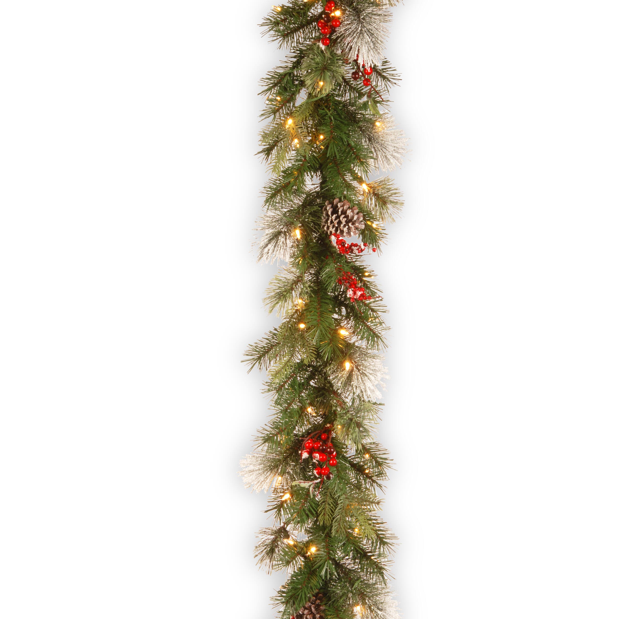 National Tree Company 9 ft. Wintry Berry Garland with Clear Lights, , large