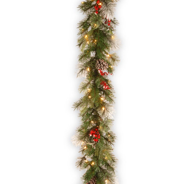 National Tree Company 9 ft. Wintry Berry Garland with Clear Lights