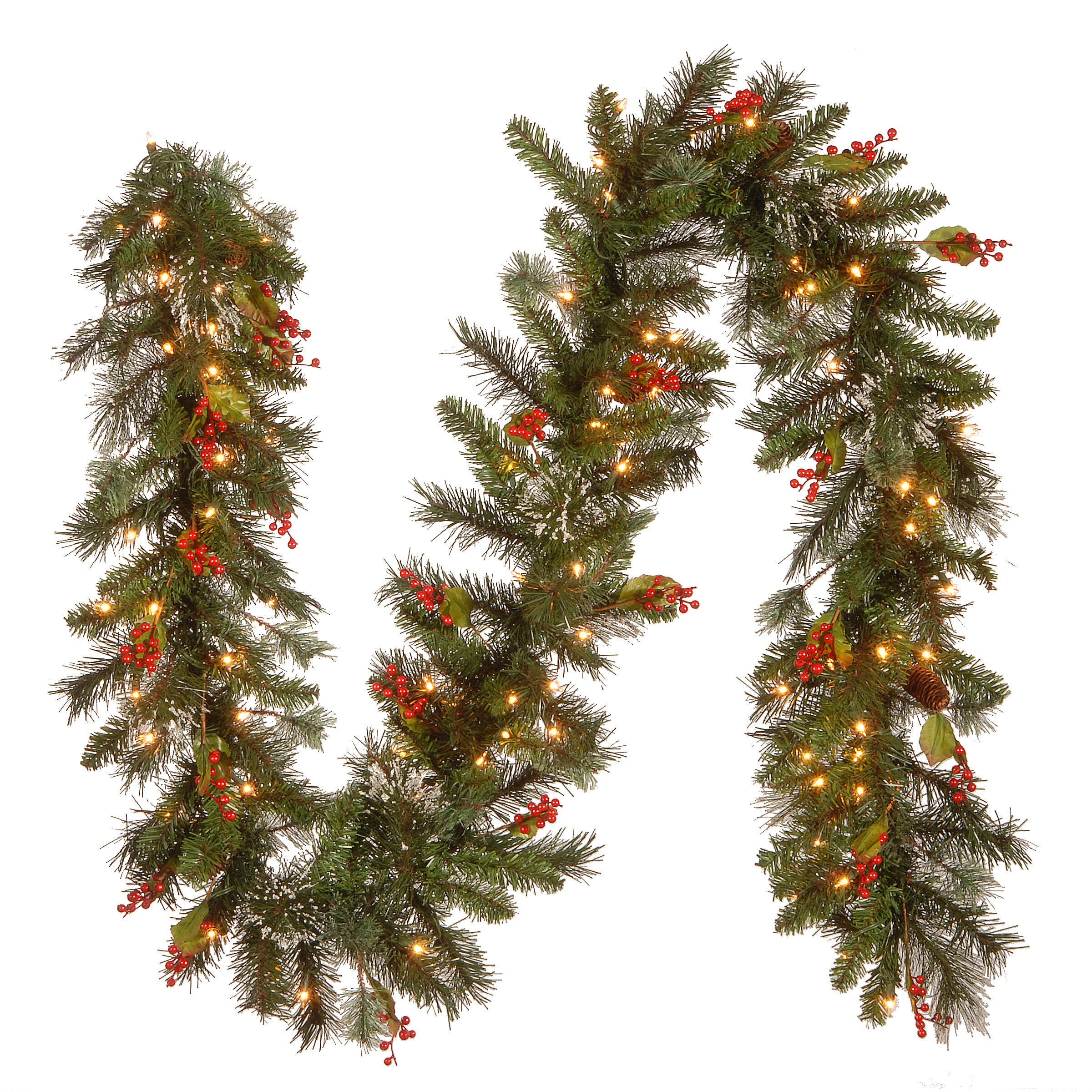 National Tree Company 9 ft. Wintry Pine Garland with Clear Lights, , large