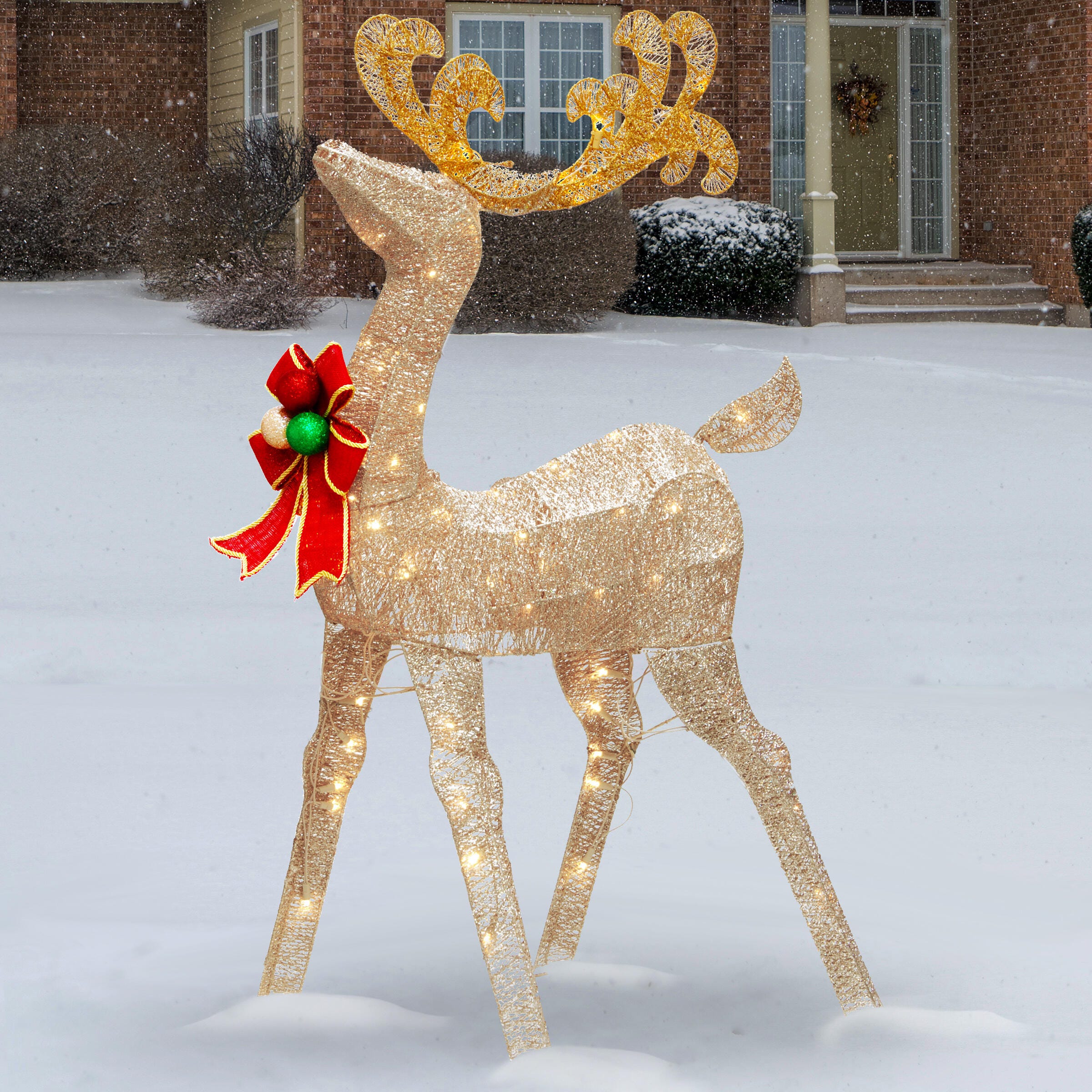 National Tree Company Reindeer Decoration with White LED Lights, , rollover